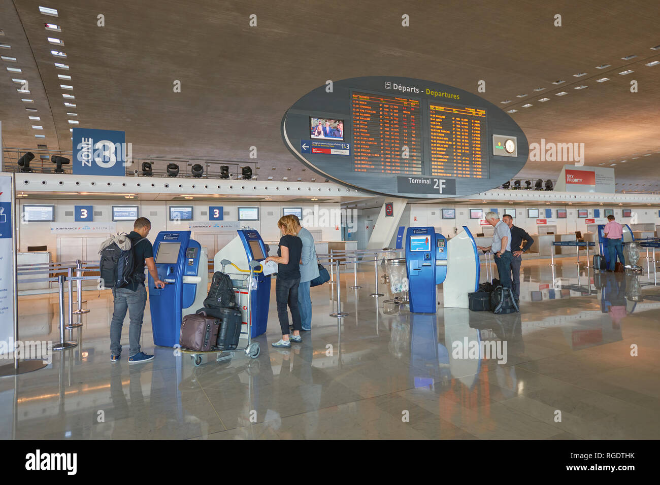 PARIS, FRANCE - CIRCA SEPTEMBER, 2014: inside Charles de Gaulle Airport. The airport is the largest international airport in France. Stock Photo
