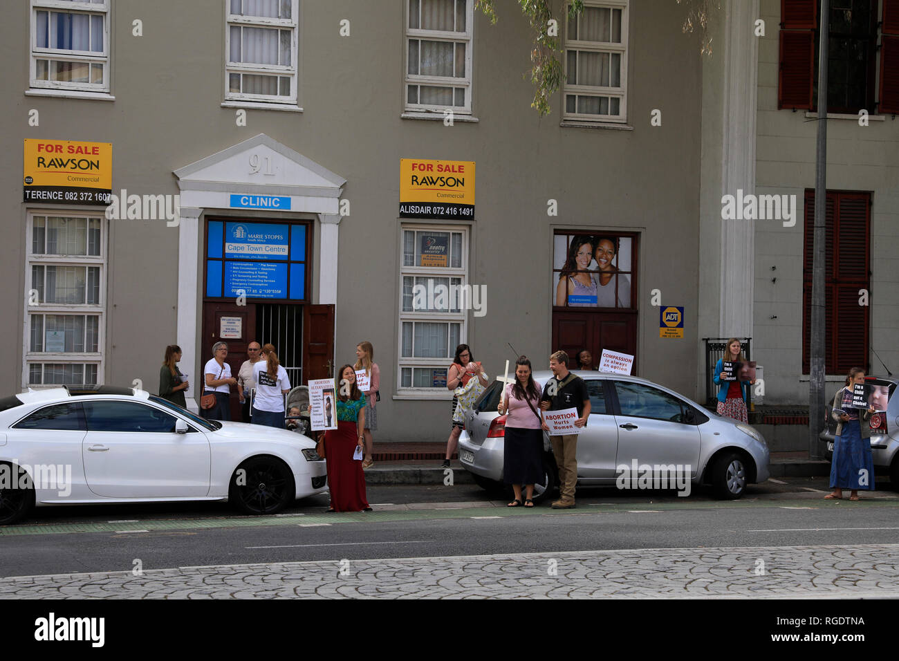 Anti-abortion protest in Bree Street, Cape Town, South Africa. Stock Photo