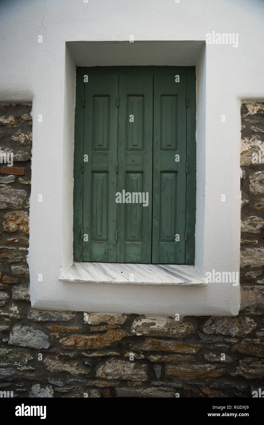 Traditional Greek Window Shutter Stock Photo Alamy