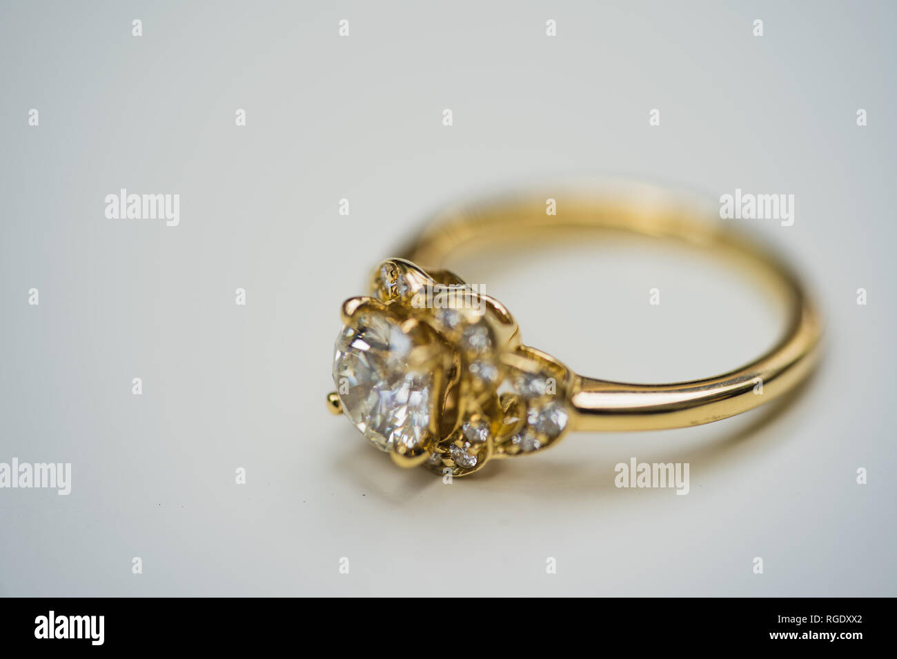 A gold diamond engagement ring Stock Photo