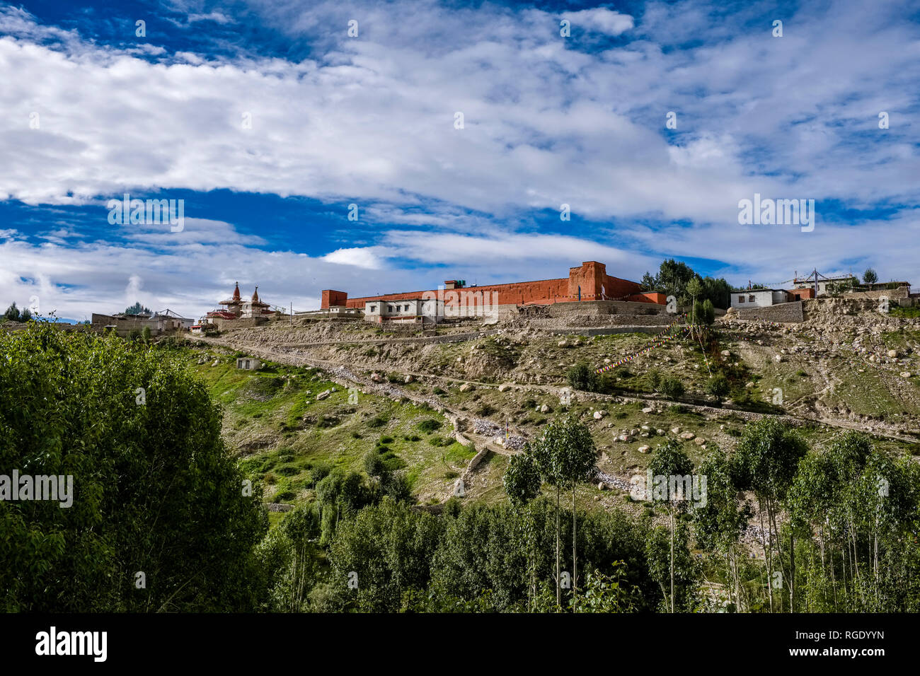 View on the city wall of town and some chorten Stock Photo