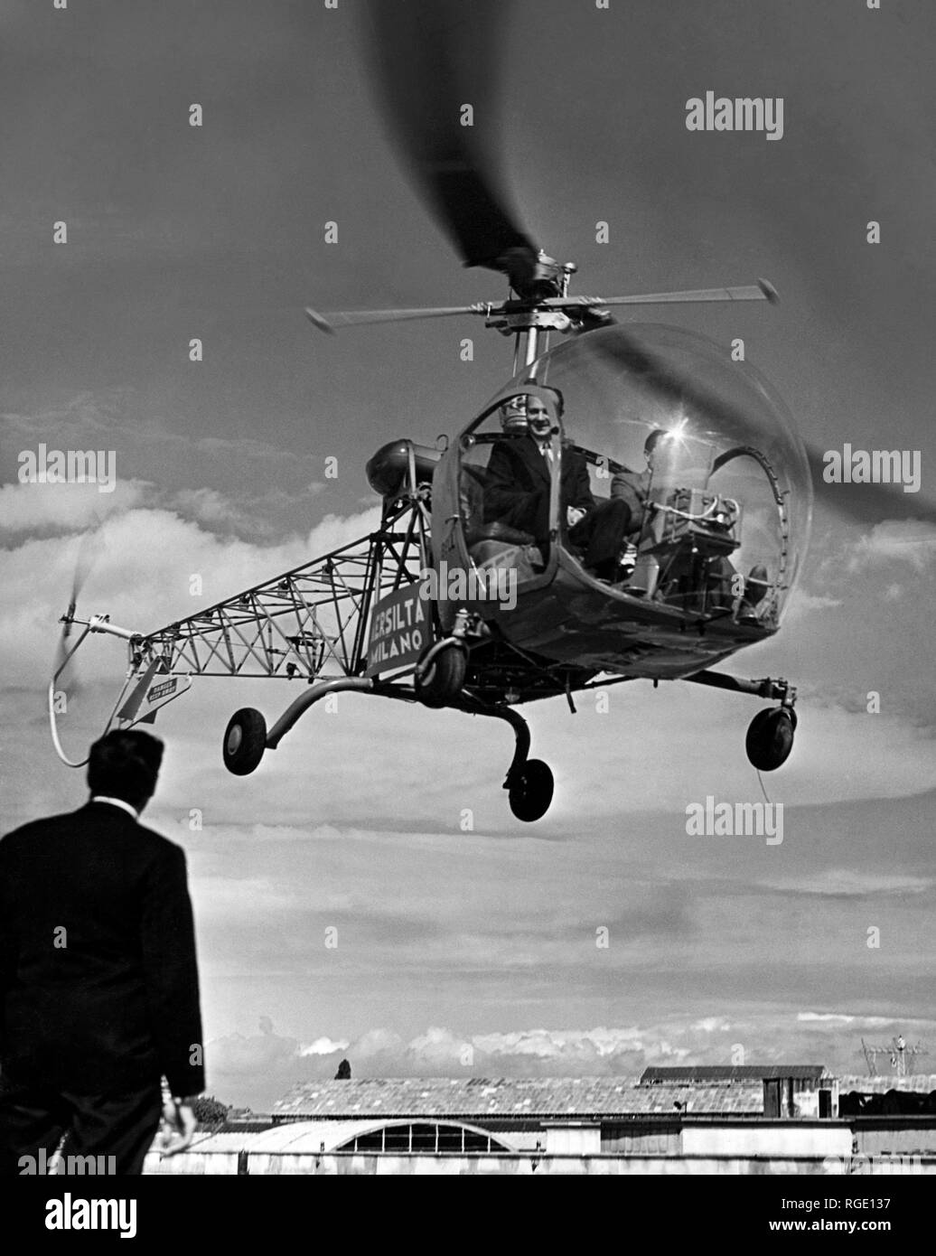 leonardo da vinci heliport in milan, italy, 1950 Stock Photo
