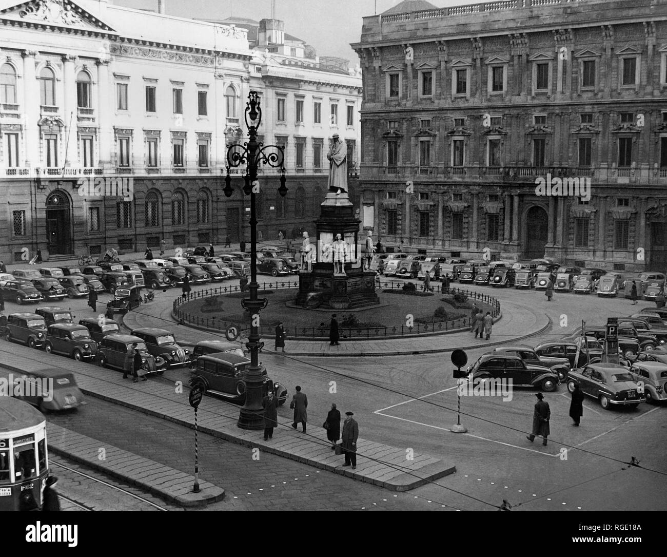 milan, piazza della scala, 1950 Stock Photo