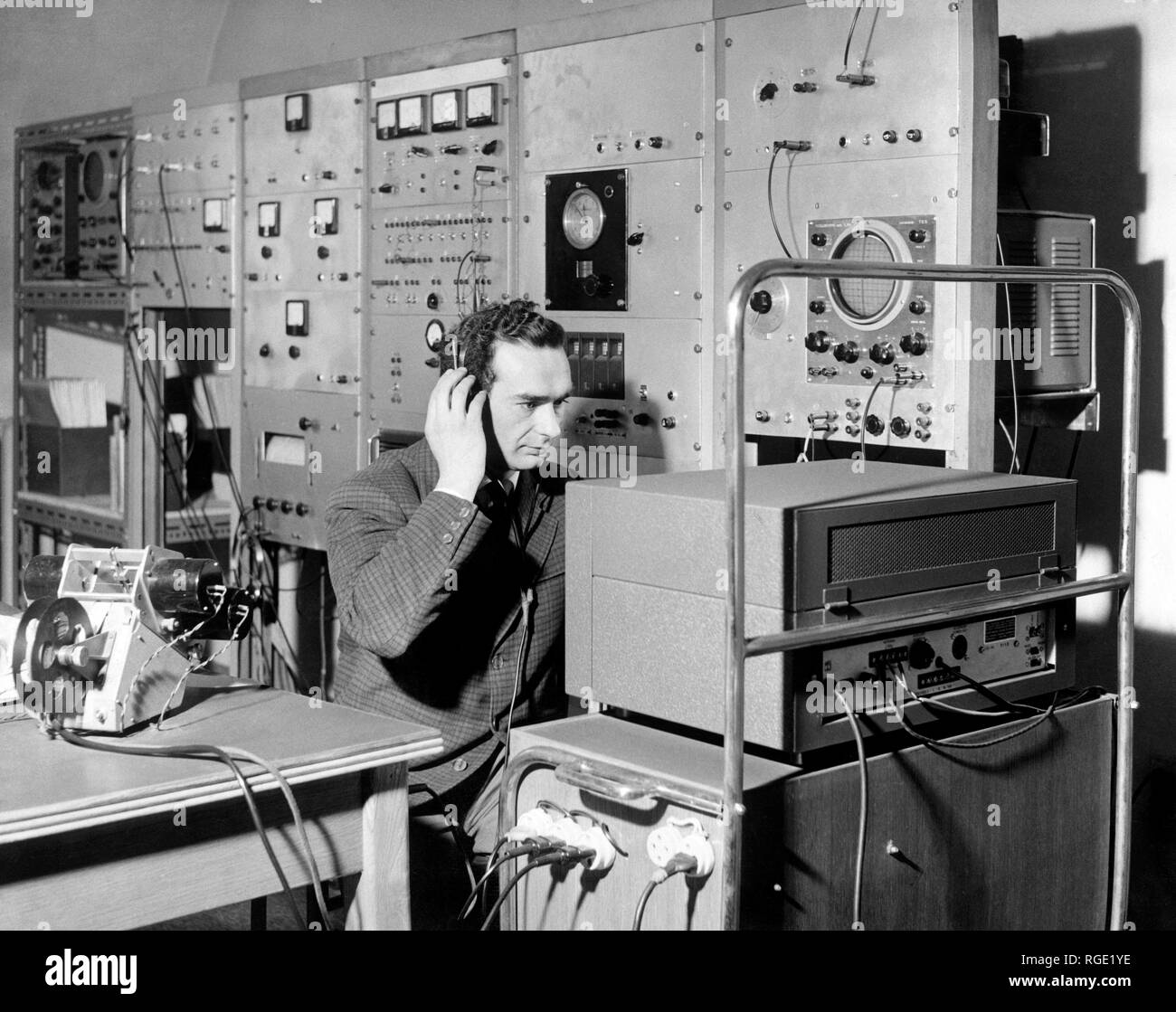 electronic center of Brera Astronomical Observatory, Milan, Italy 1959 Stock Photo
