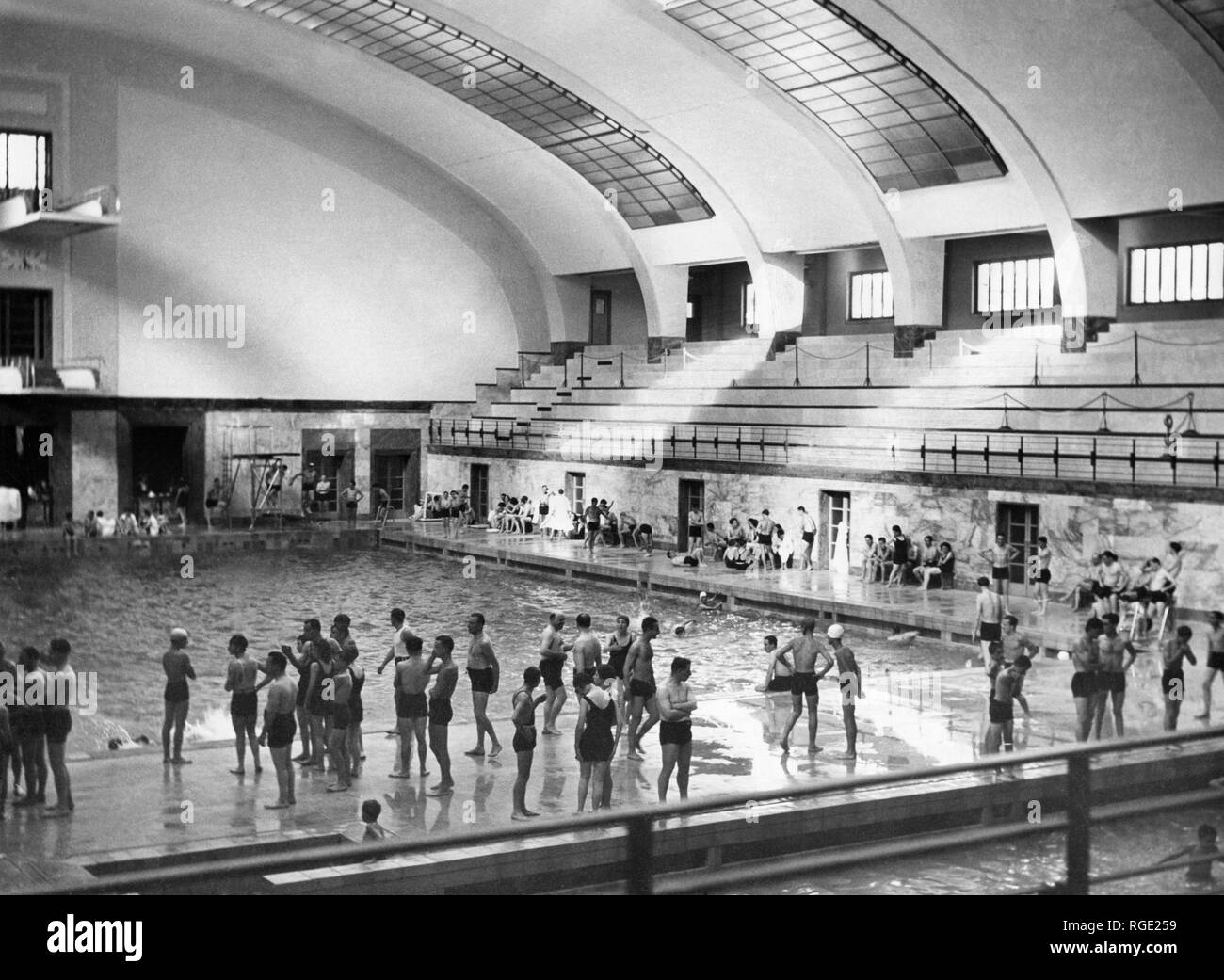 Italy, Lombardy, Milan, indoor of cozzi  swimmingpool, 1955 Stock Photo