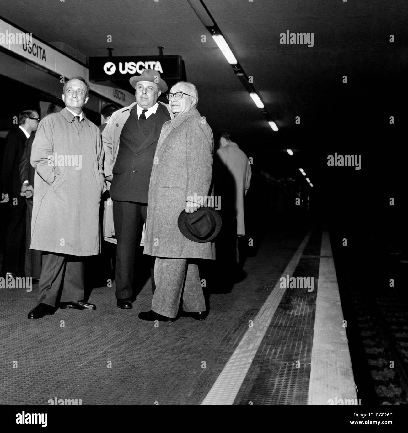 Italy, Lombardy, Milan, the mayor Pietro Bucalossi, Mr and Mrs meda ezio Vigorelli few days before the inauguration of the metro, 1964 Stock Photo