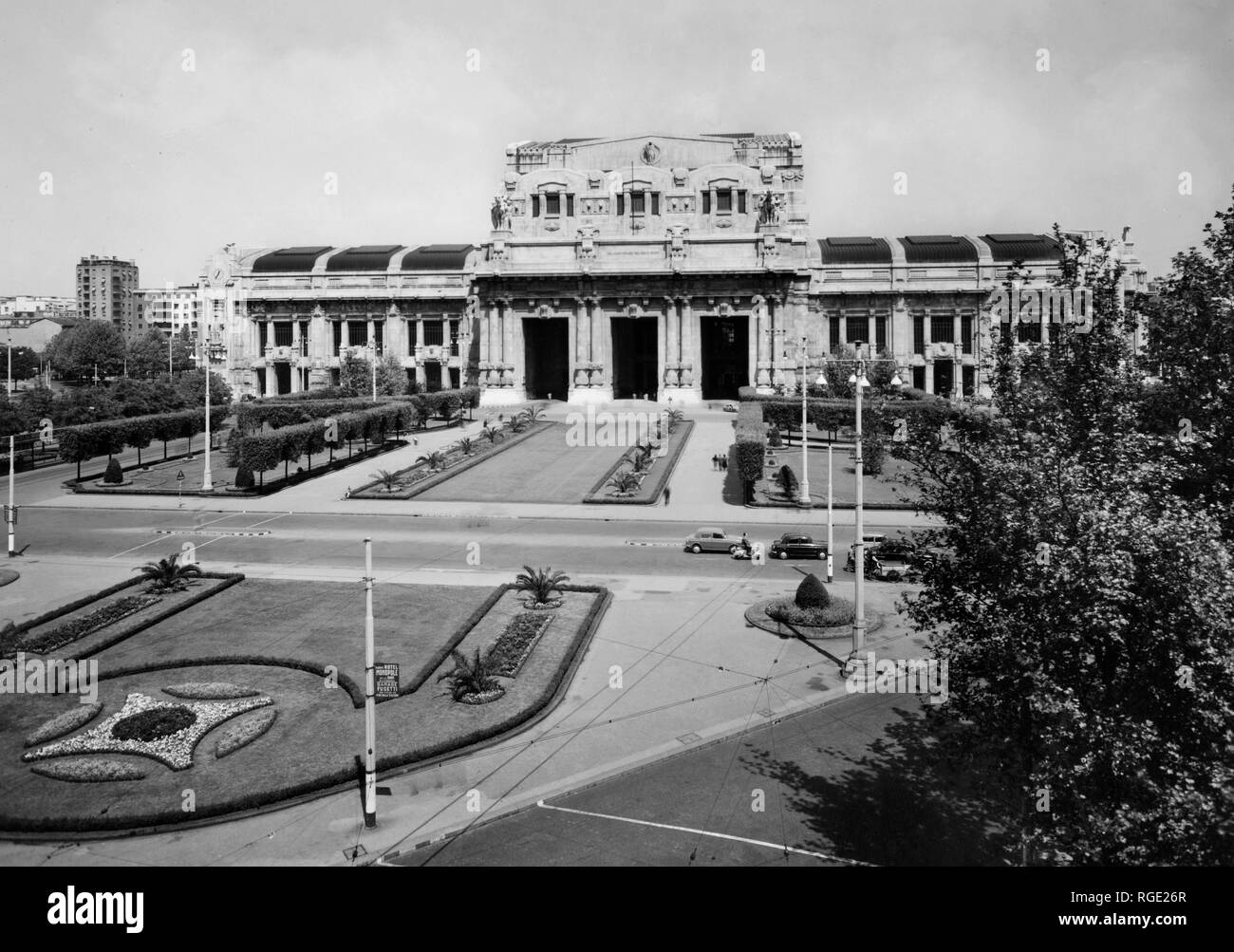 Italy, Lombardy, Milan, the front of the central station, 1955 Stock Photo