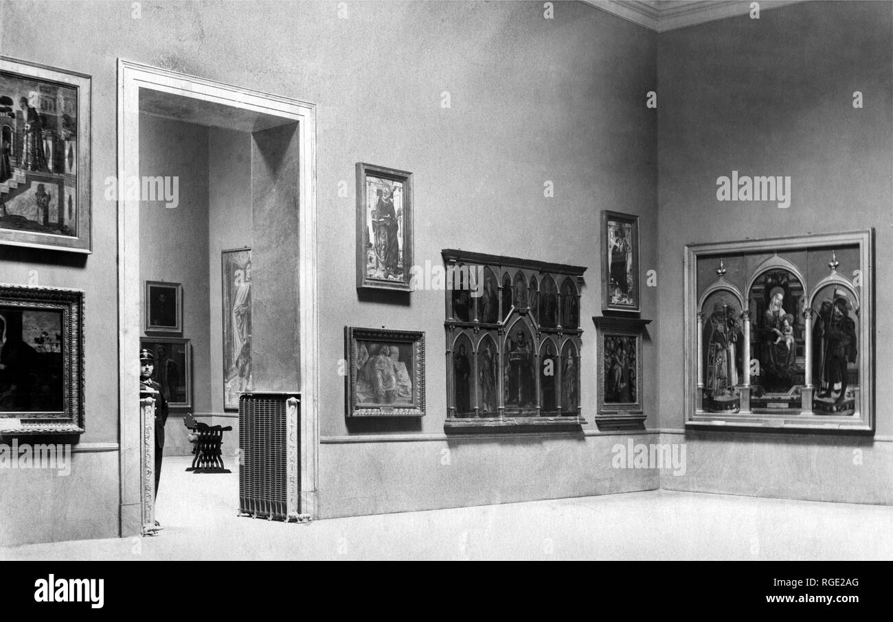 Italy, Milan, inside the Pinacoteca di Brera, 1910-20 Stock Photo