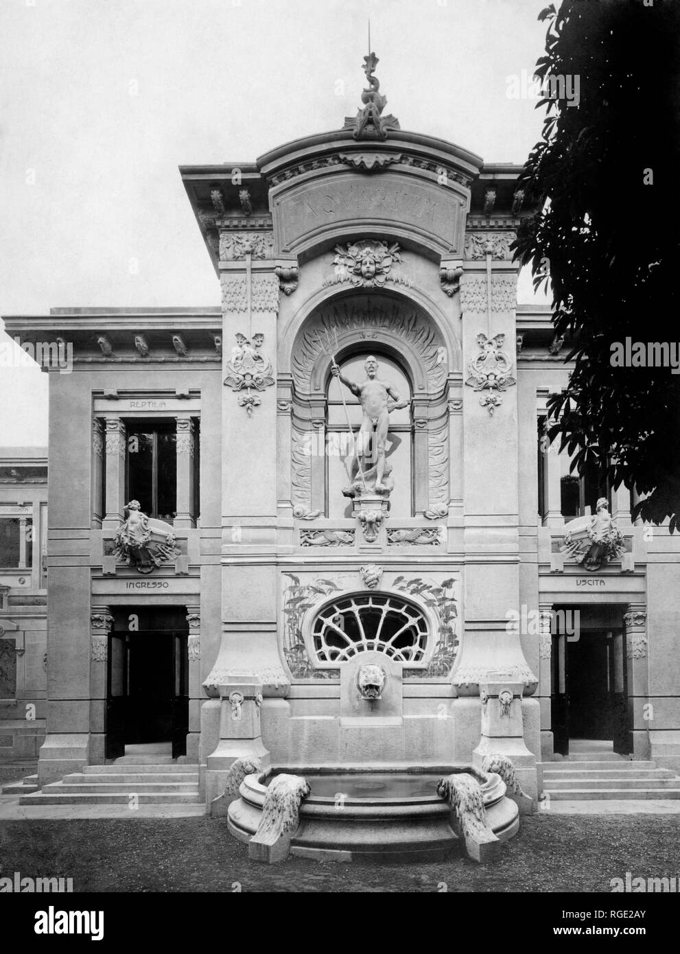 Civic Aquarium of Milan, Sempione Park, the international Milan Expo 1906 Milan Stock Photo