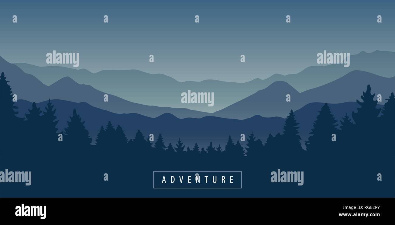 adventure mountain and forest landscape at night vector illustration EPS10 Stock Vector
