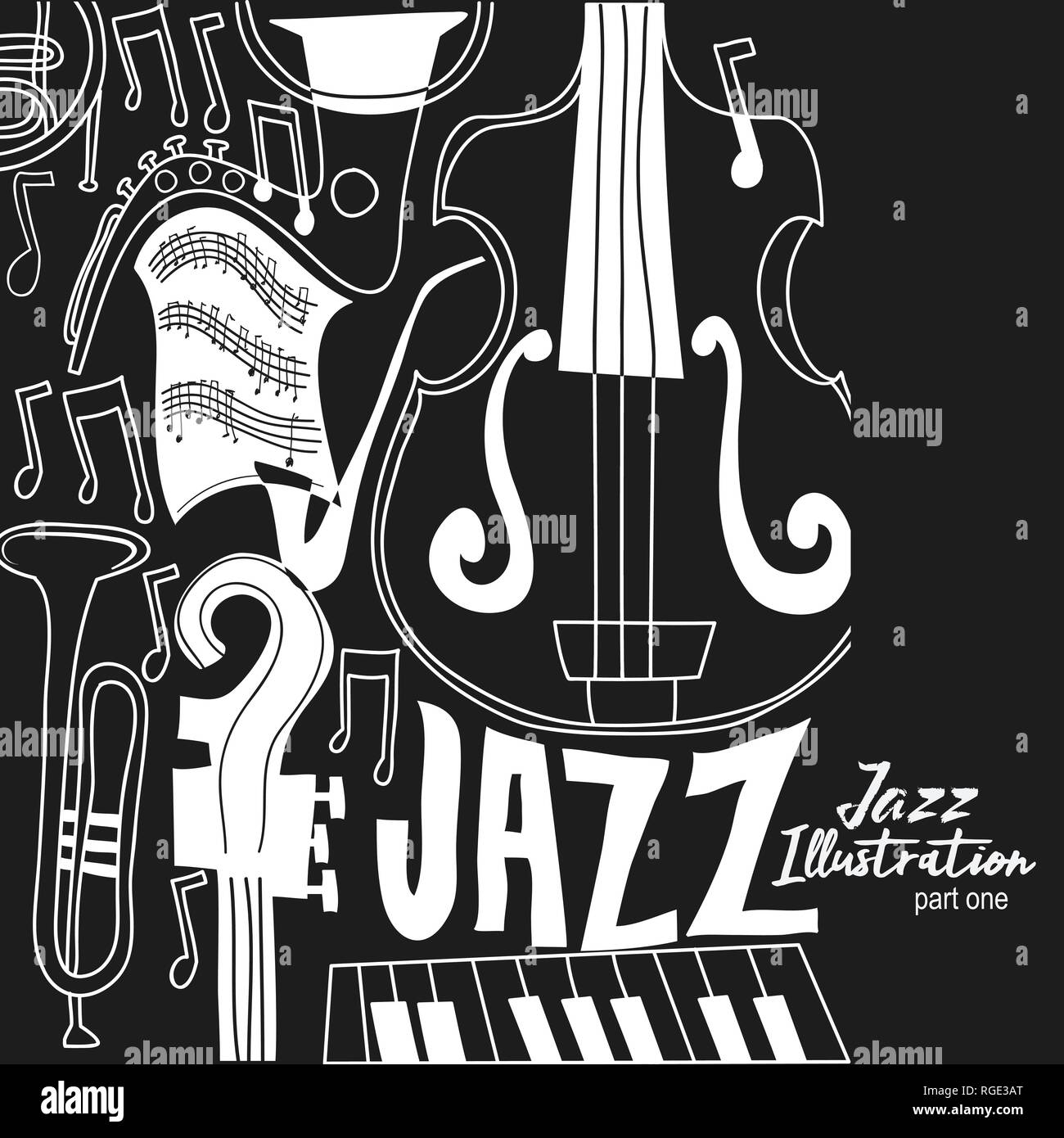 Black And White Abstract Jazz Art