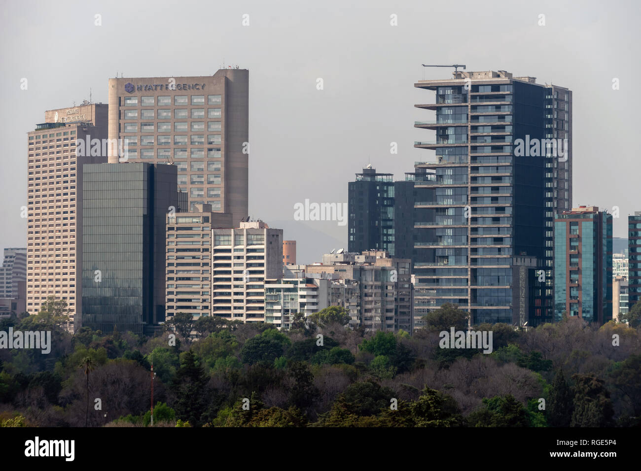 View across the city from Chapultepec Park in Mexico City Stock Photo