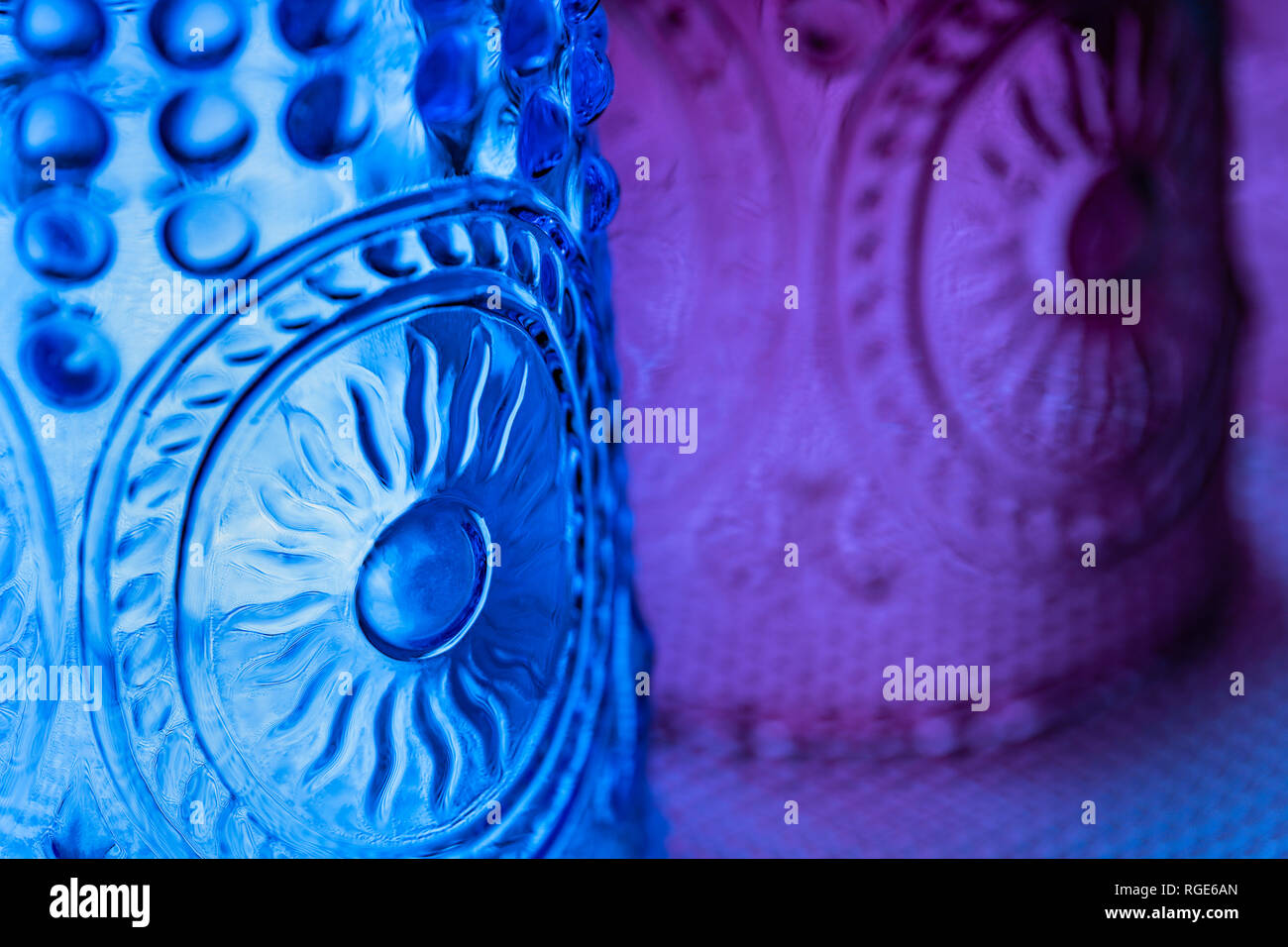 Coloured, patterned glass tumblers Stock Photo Alamy