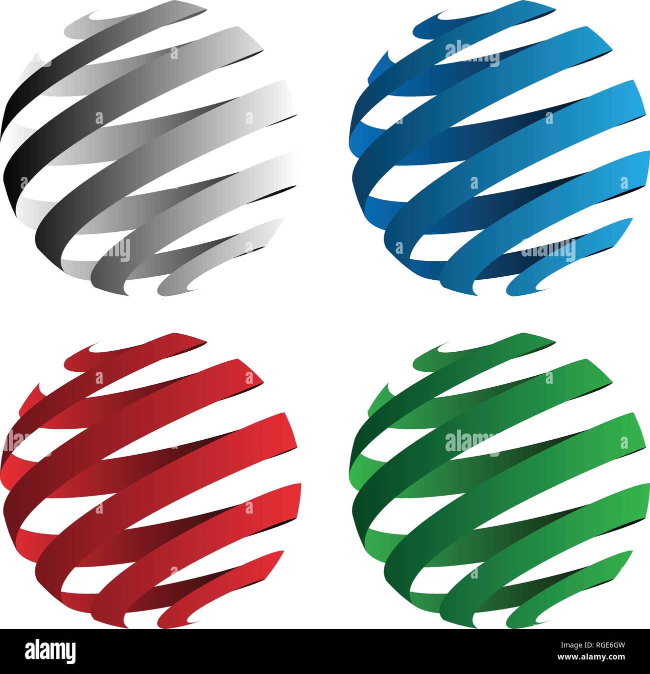 Spiral Ribbon Sphere 3D Vector Illustration Stock Vector