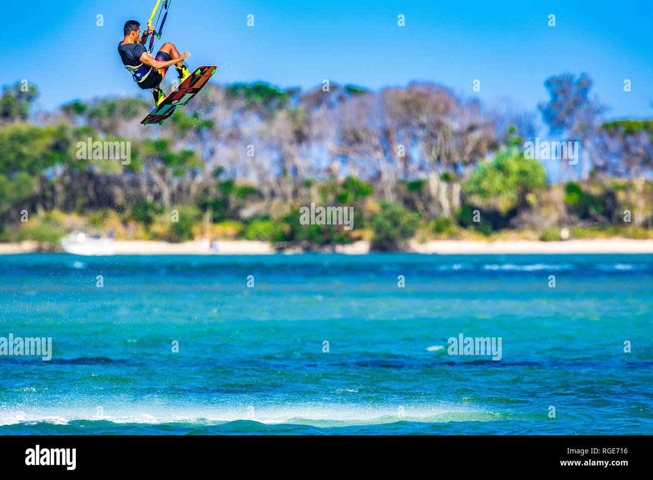 Kitesurfing on the Sunshine Coast, Queensland, Australia Stock Photo