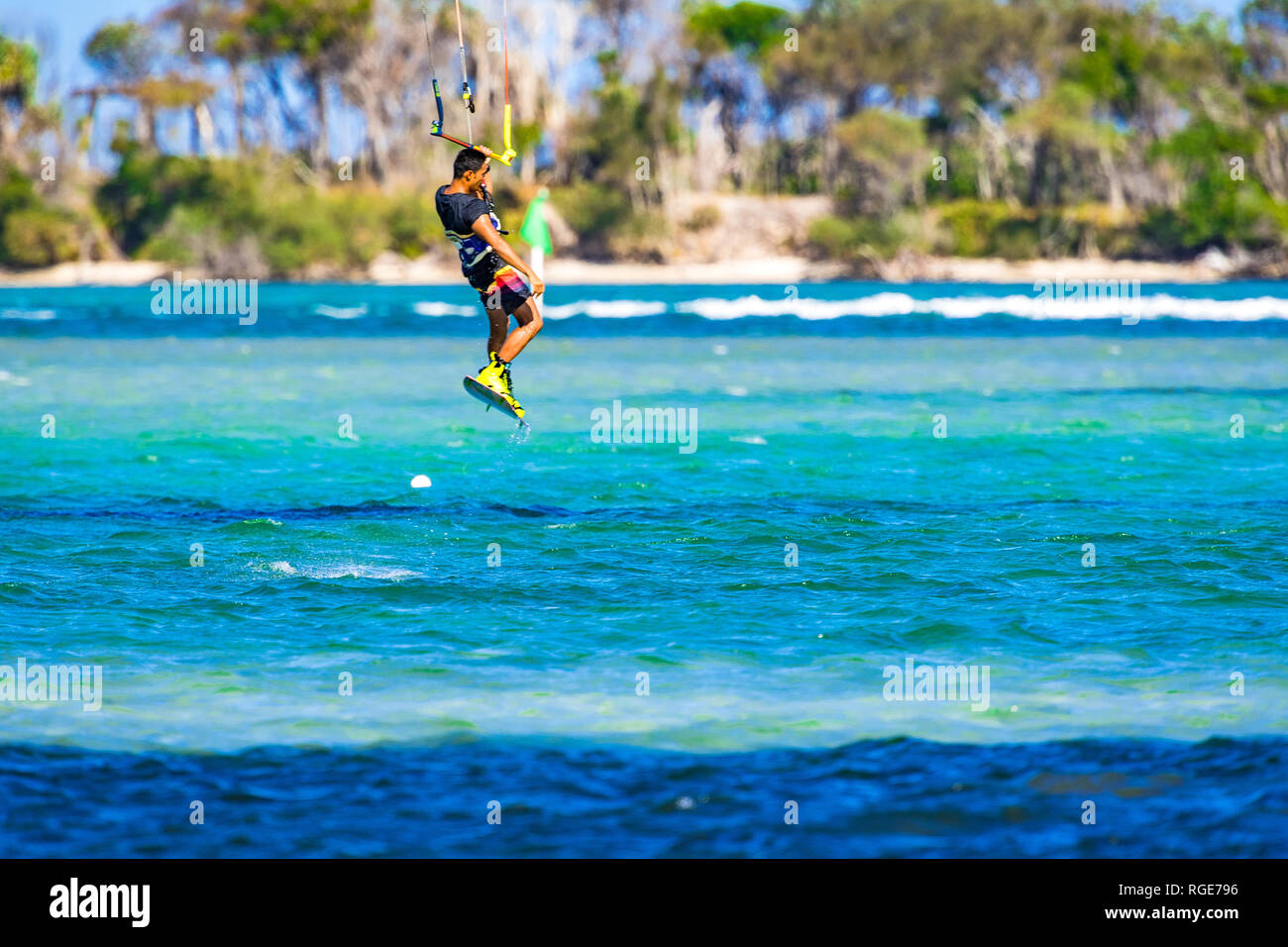 Kitesurfing on the Sunshine Coast, Queensland, Australia Stock Photo