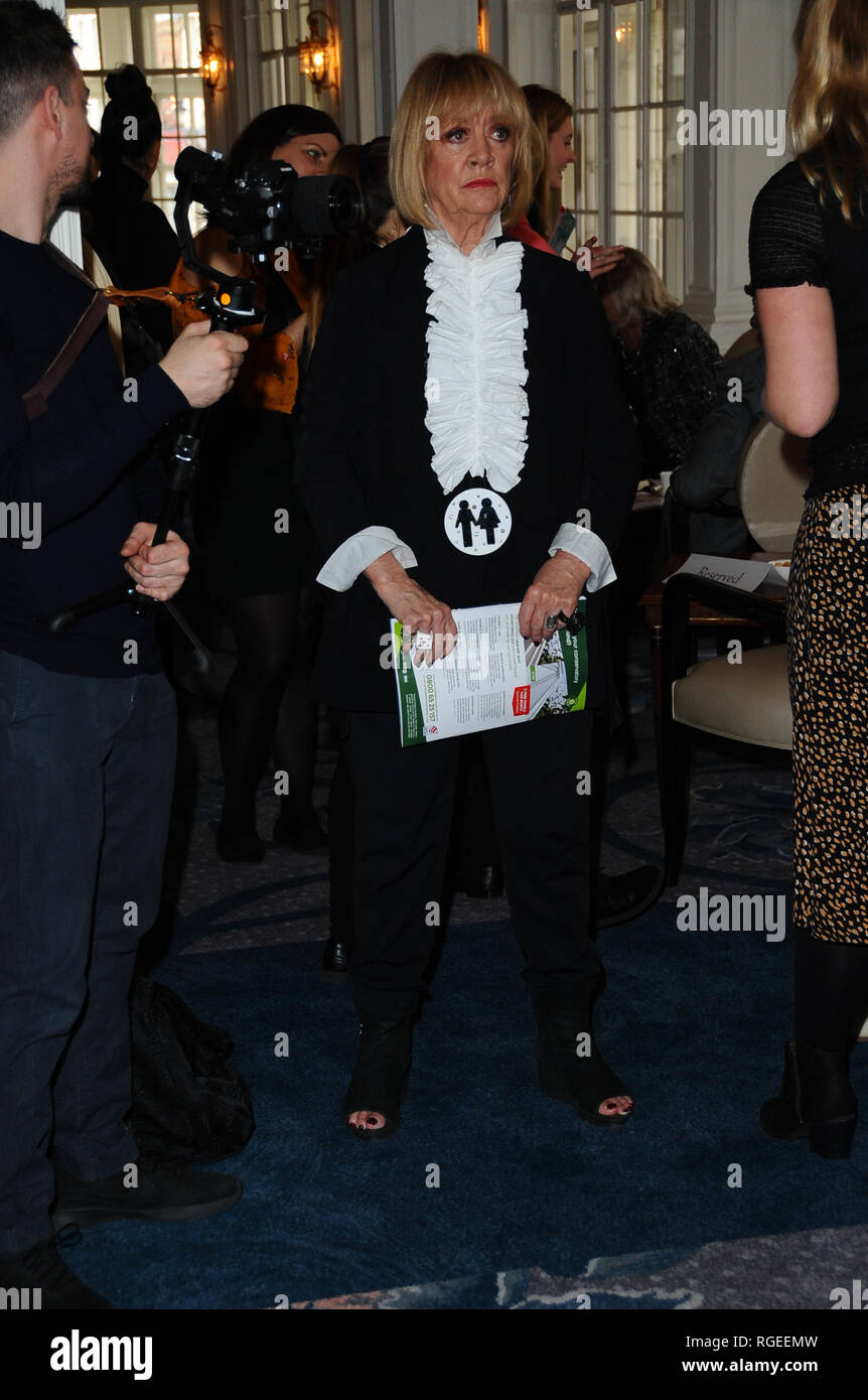 Amanda Barrie seen arriving for The Oldie Awards at the Simpsons, on The Strand in London. Stock Photo