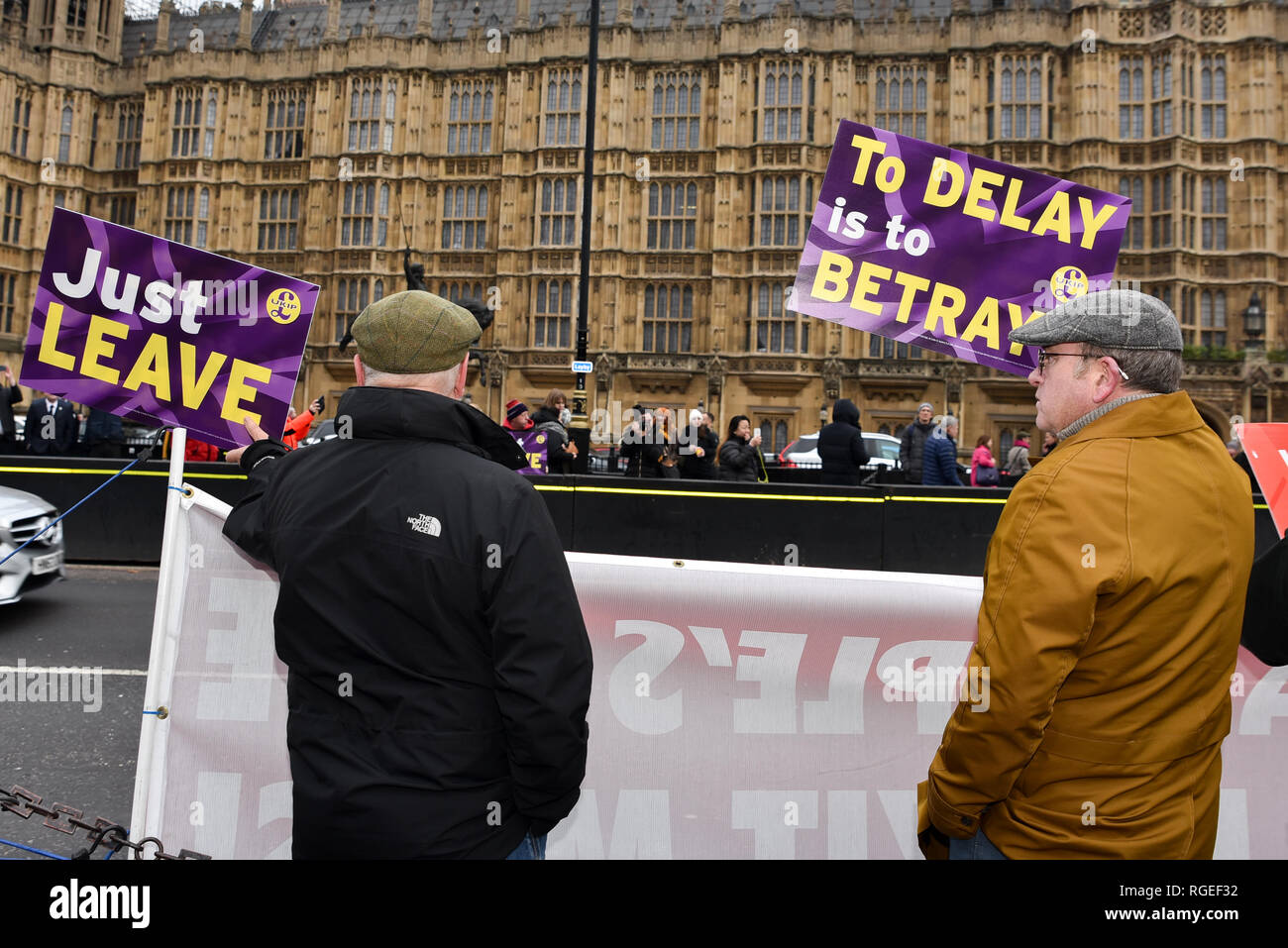 Westminster, London, UK. 29th january 2019. Different groups protesting for and aganst Brexit stage demonstrations opposite Parliament. Credit: Matthew Chattle/Alamy Live News Stock Photo