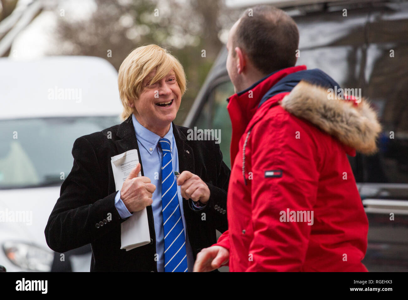 London , UK . 29th January ,2019 . Michael Fabricant leaves College Green after talking to the media. Credit : George Cracknell Wright/Alamy Live News Stock Photo