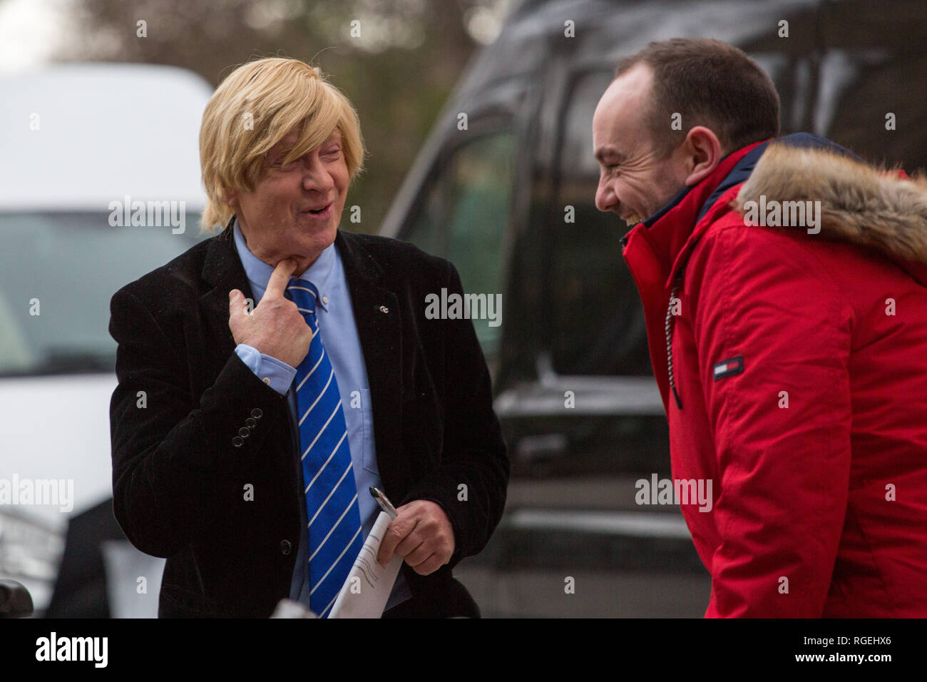 London , UK . 29th January ,2019 . Michael Fabricant leaves College Green after talking to the media. Credit : George Cracknell Wright/Alamy Live News Stock Photo