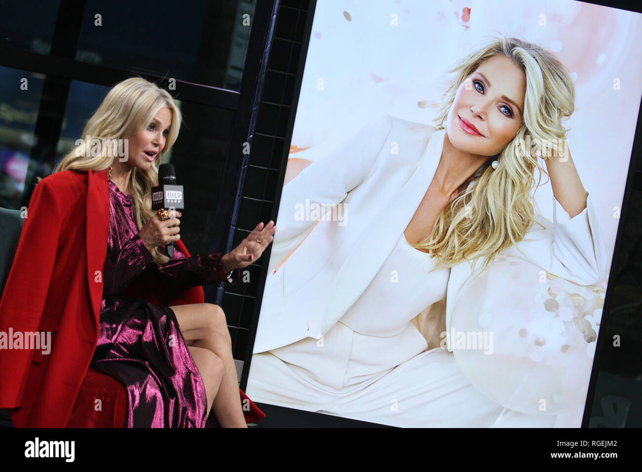 New York, USA. 29 Jan, 2019. Christie Brinkley at The Tuesday, Jan 29, 2019 BUILD Series Inside Candids discussing "Milestones of Me" Campaign at BUILD Studio in New York, USA. Credit: Steve Mack/S.D. Mack Pictures/Alamy Live News Stock Photo