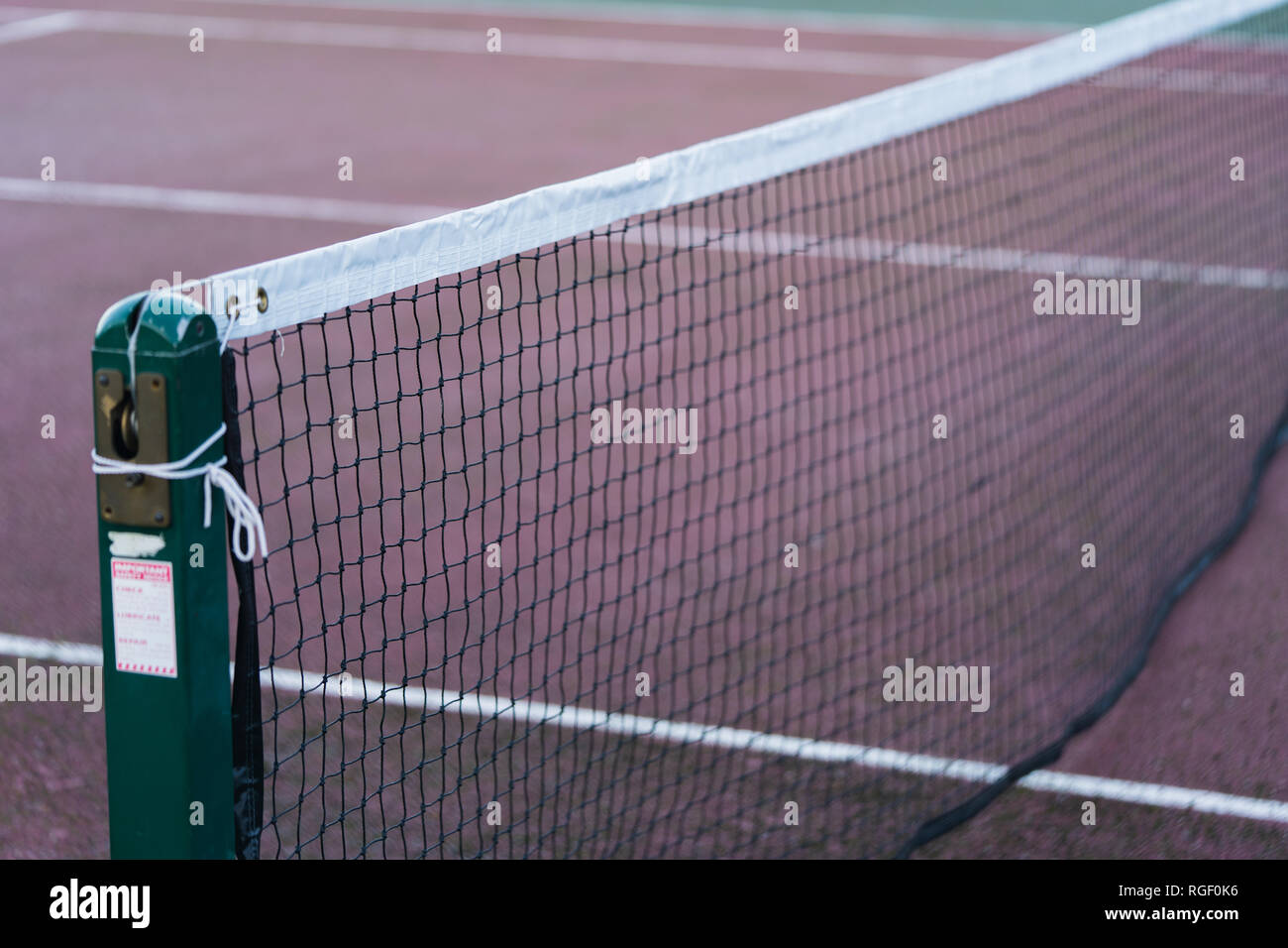 Close-up of a Tennis Court Net Stock Photo