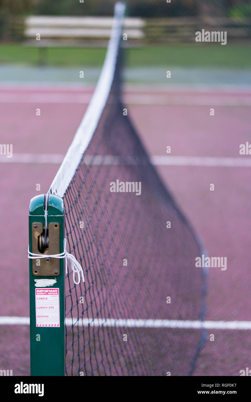 Close-up of a Tennis Court Net Stock Photo