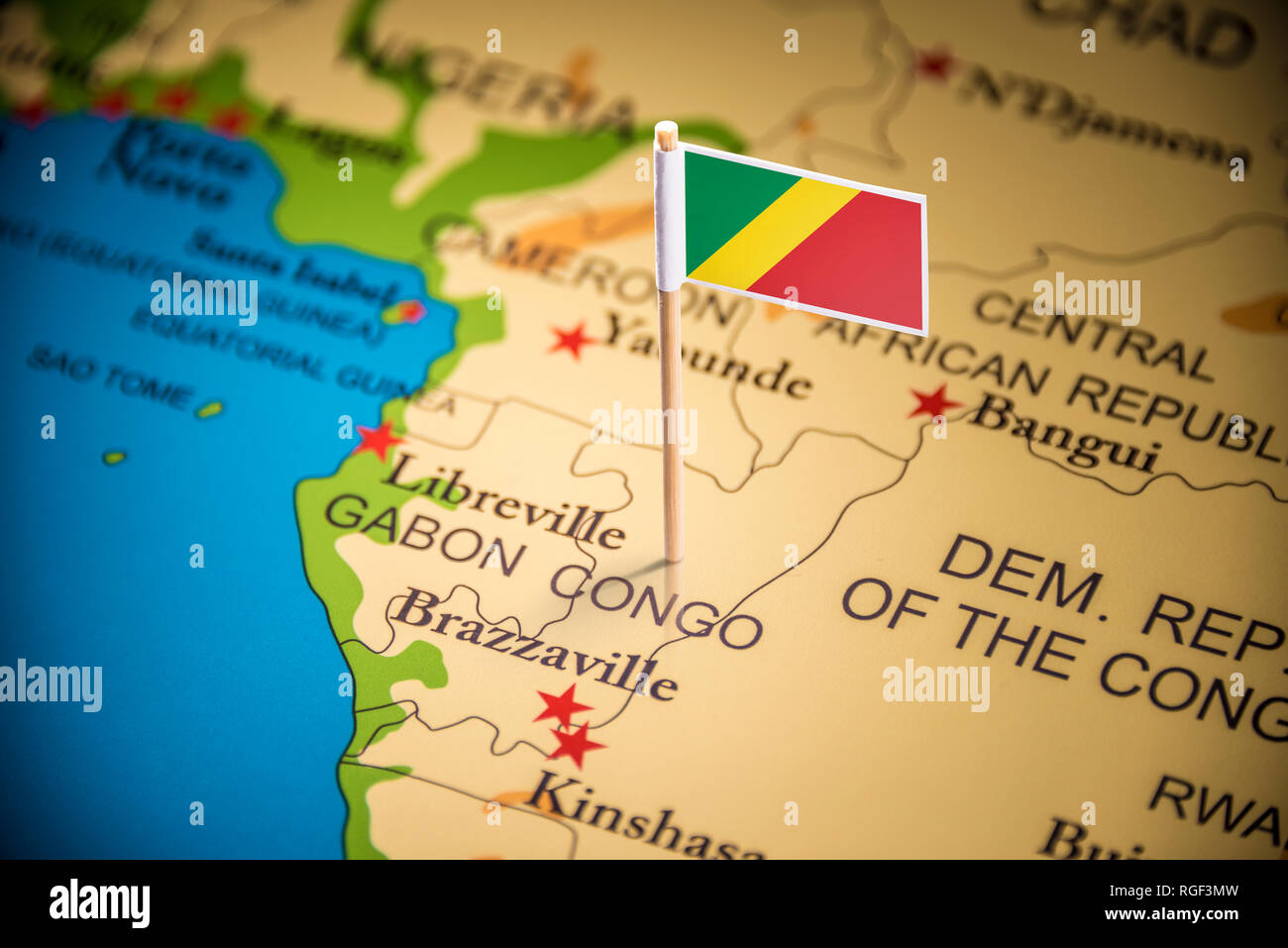 Congo Marked With A Flag On The Map Stock Photo Alamy