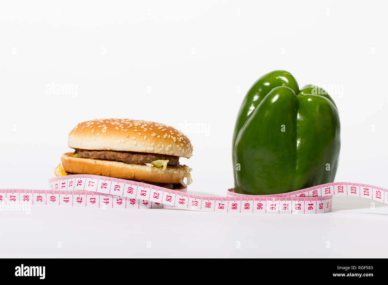 Hamburger and chili, balanced nutrition Stock Photo Alamy