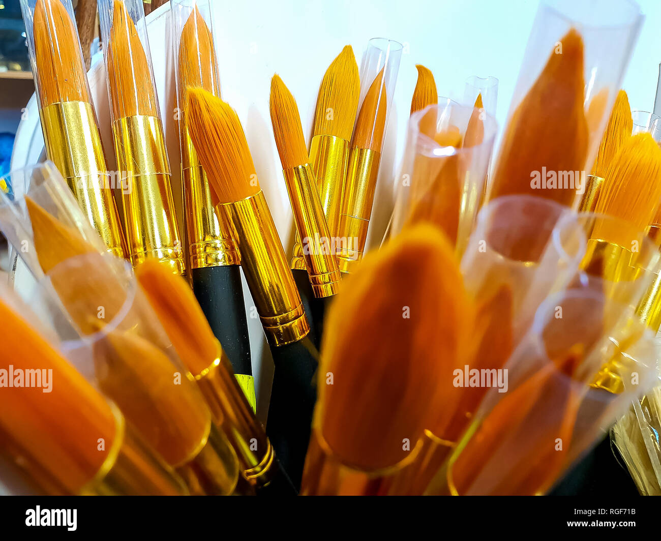 Set of new painting brush in the view New brushes for painting with oil