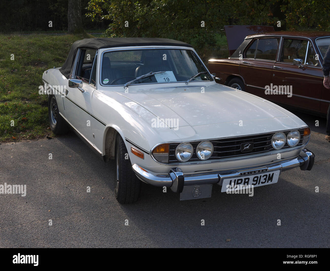 Classic 1973 Triumph Stag at Willingham woods Stock Photo