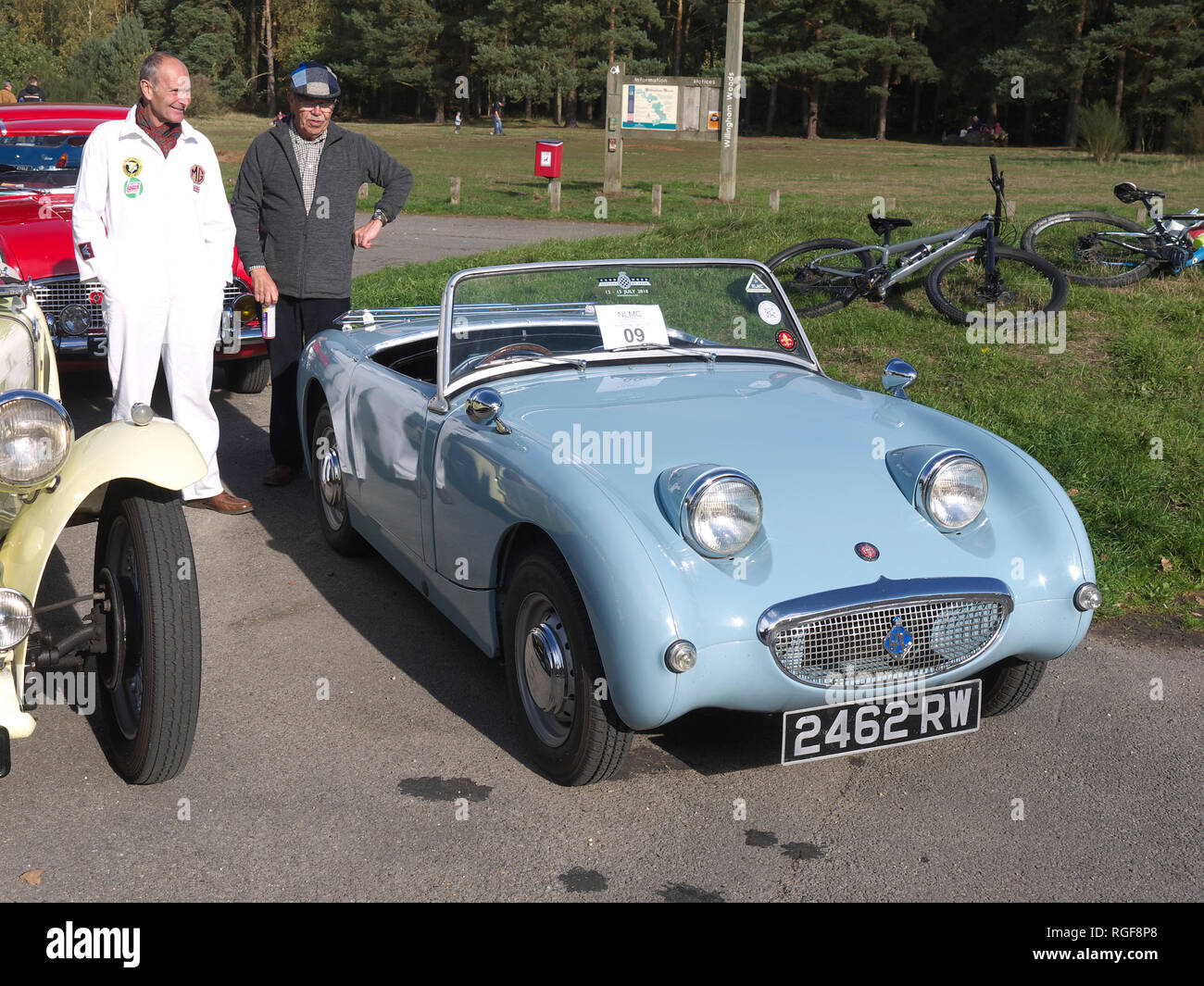 Classic Austin Healey 'Frogeye' sprite at Willingham woods Stock Photo