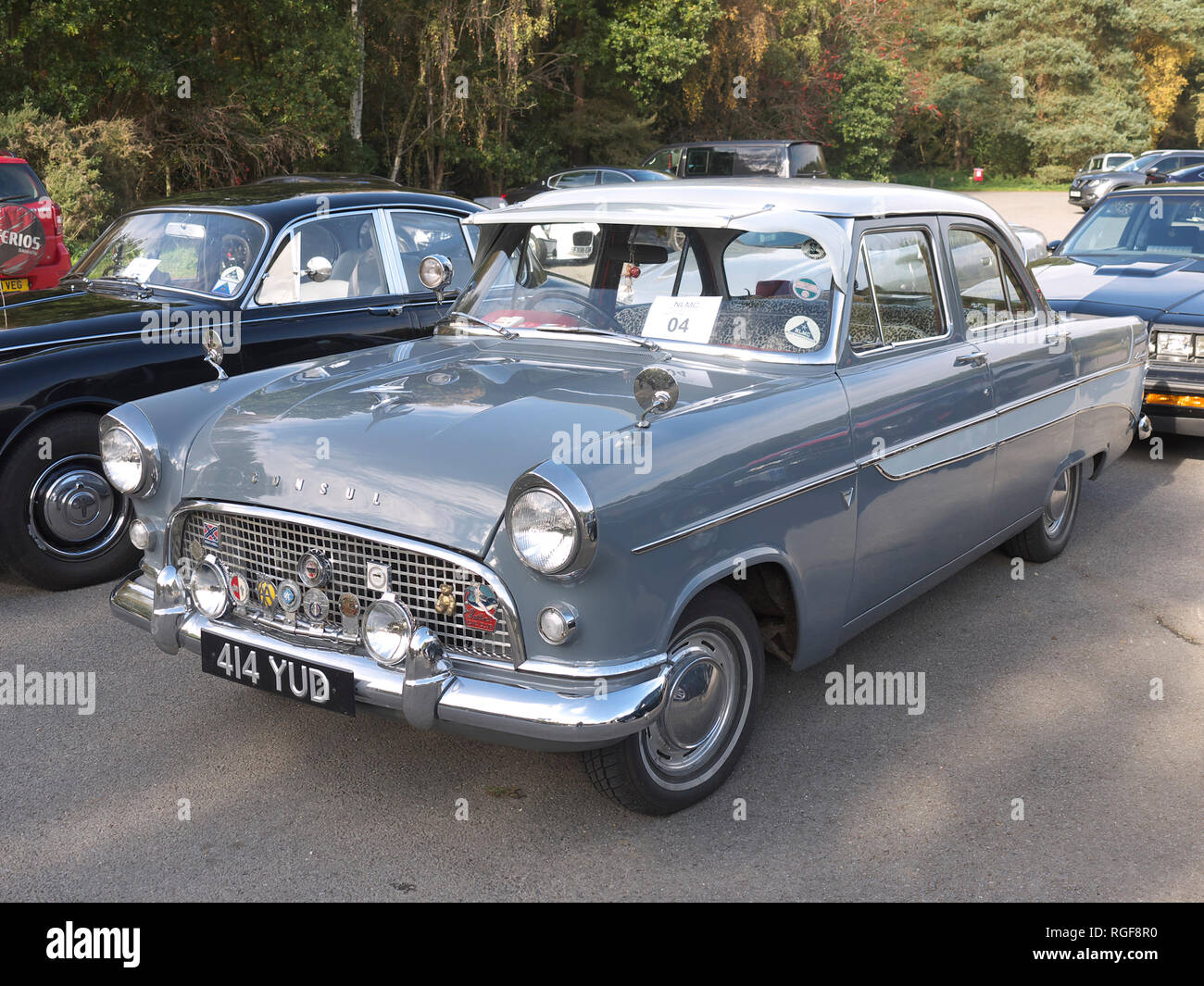 Classic Ford Consul at Willingham woods Stock Photo