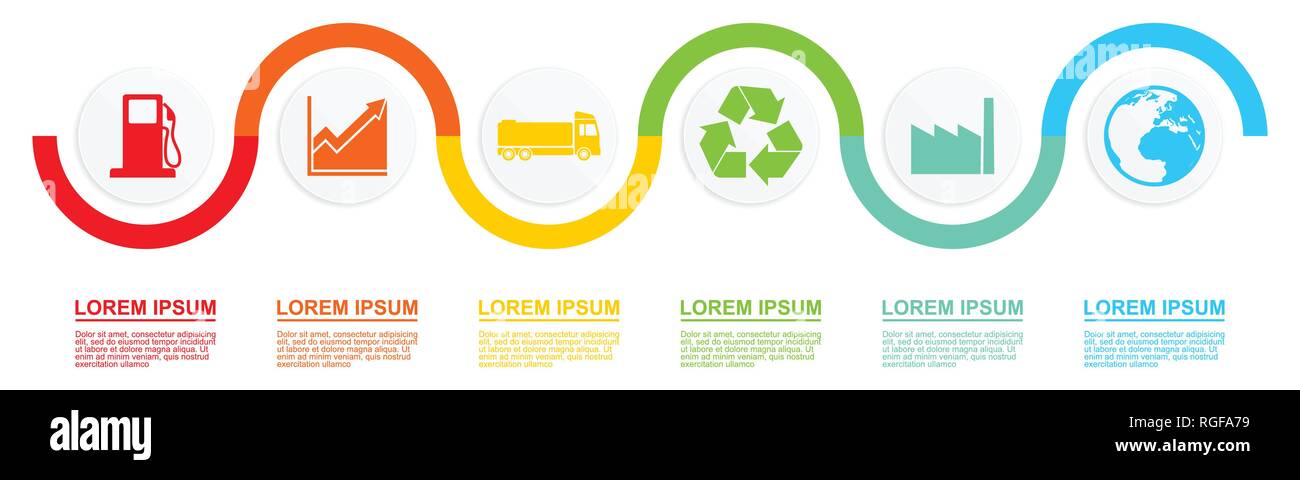 Infographic vector template for presentation, chart, diagram, graph, business, industry and technology concept with 6 options Stock Vector