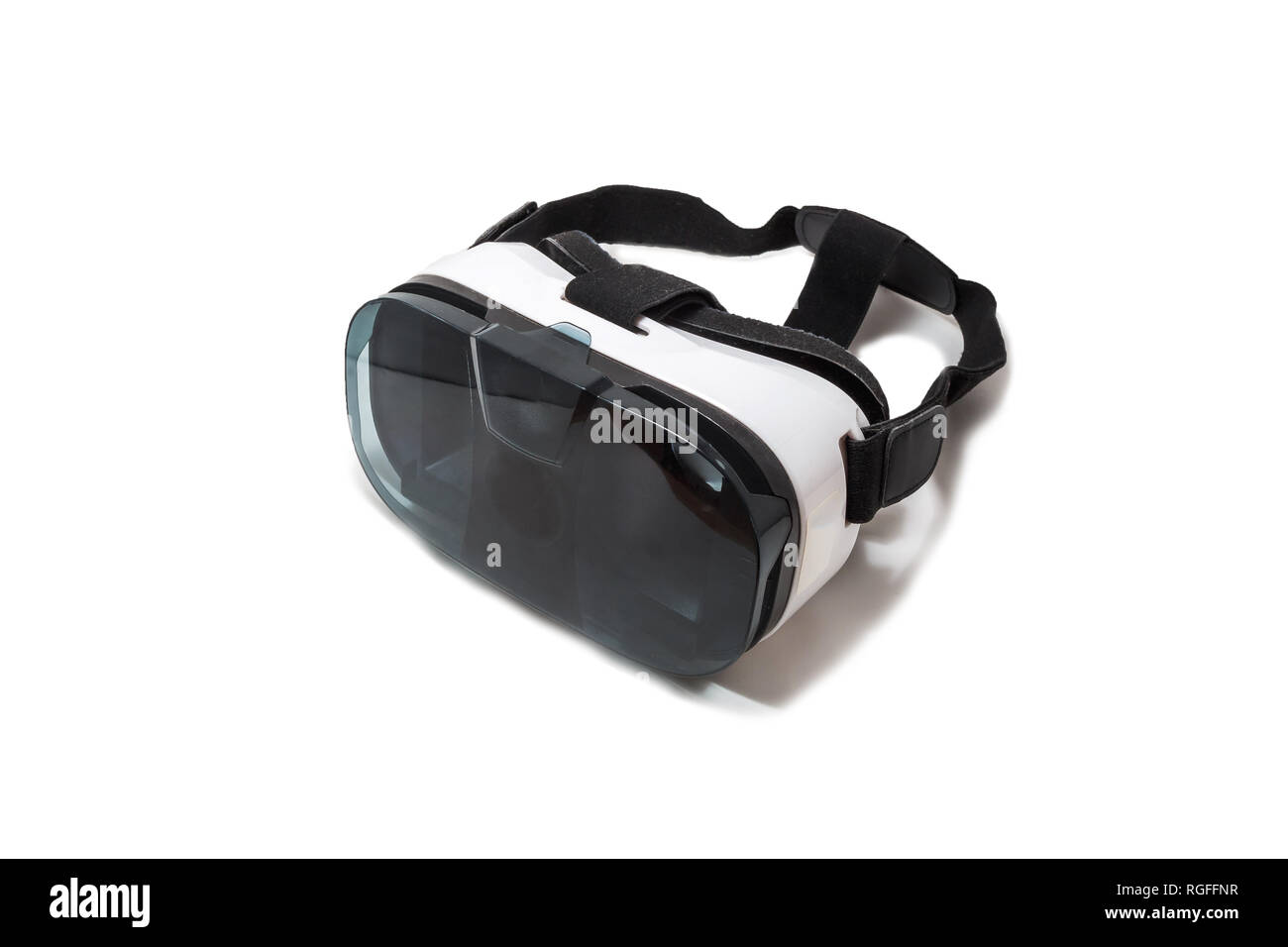 VR AR 360 virtual reality glasses cardboard for mobile phone isolated on white background. Device for watching movies for travel and entertainment in  Stock Photo