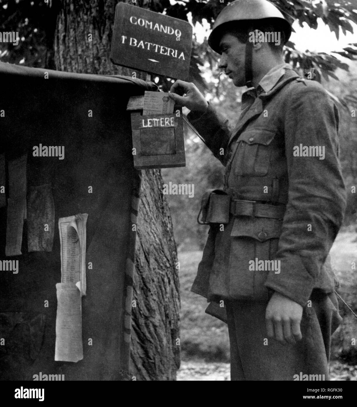 second world war, italian soldier sending a letter, 1943 Stock Photo