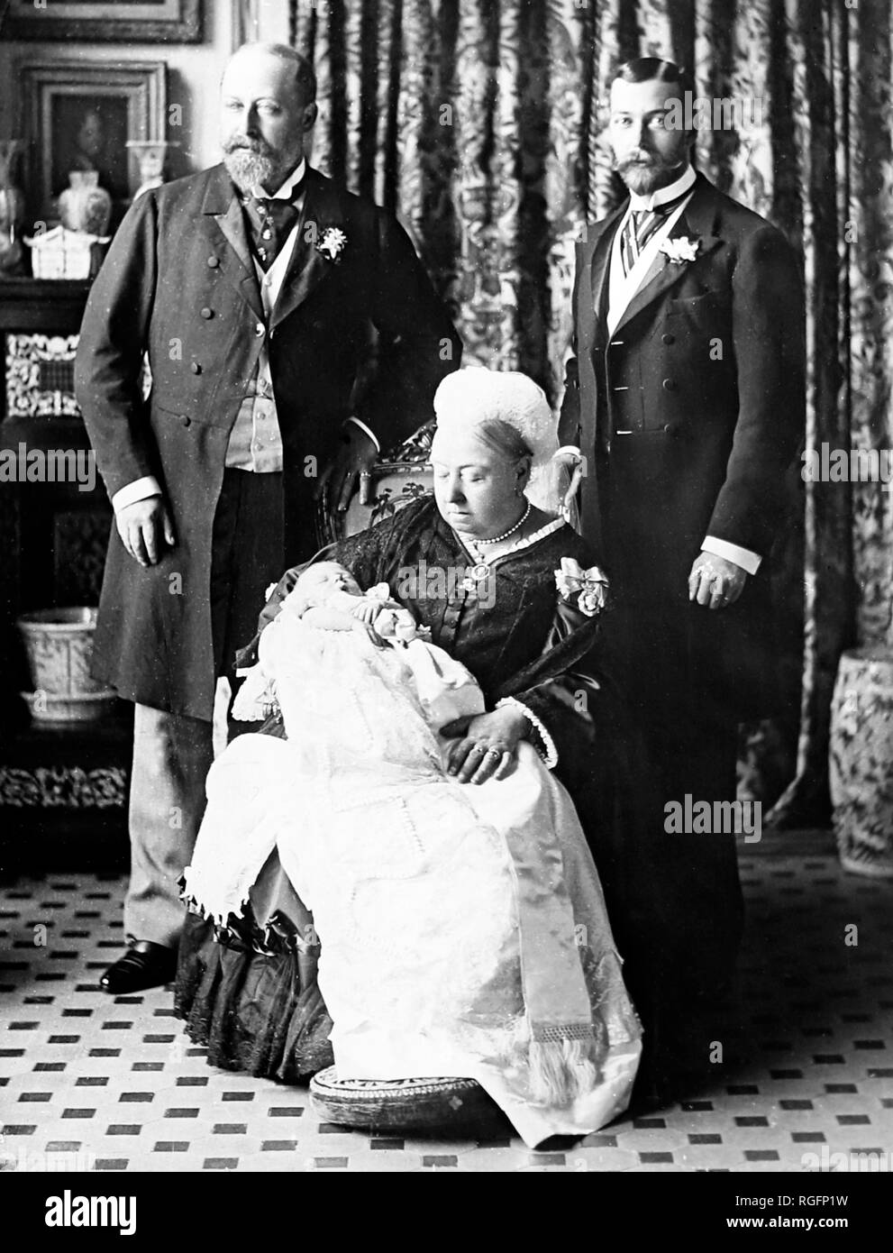 Queen Victoria and four generations of her family Stock Photo