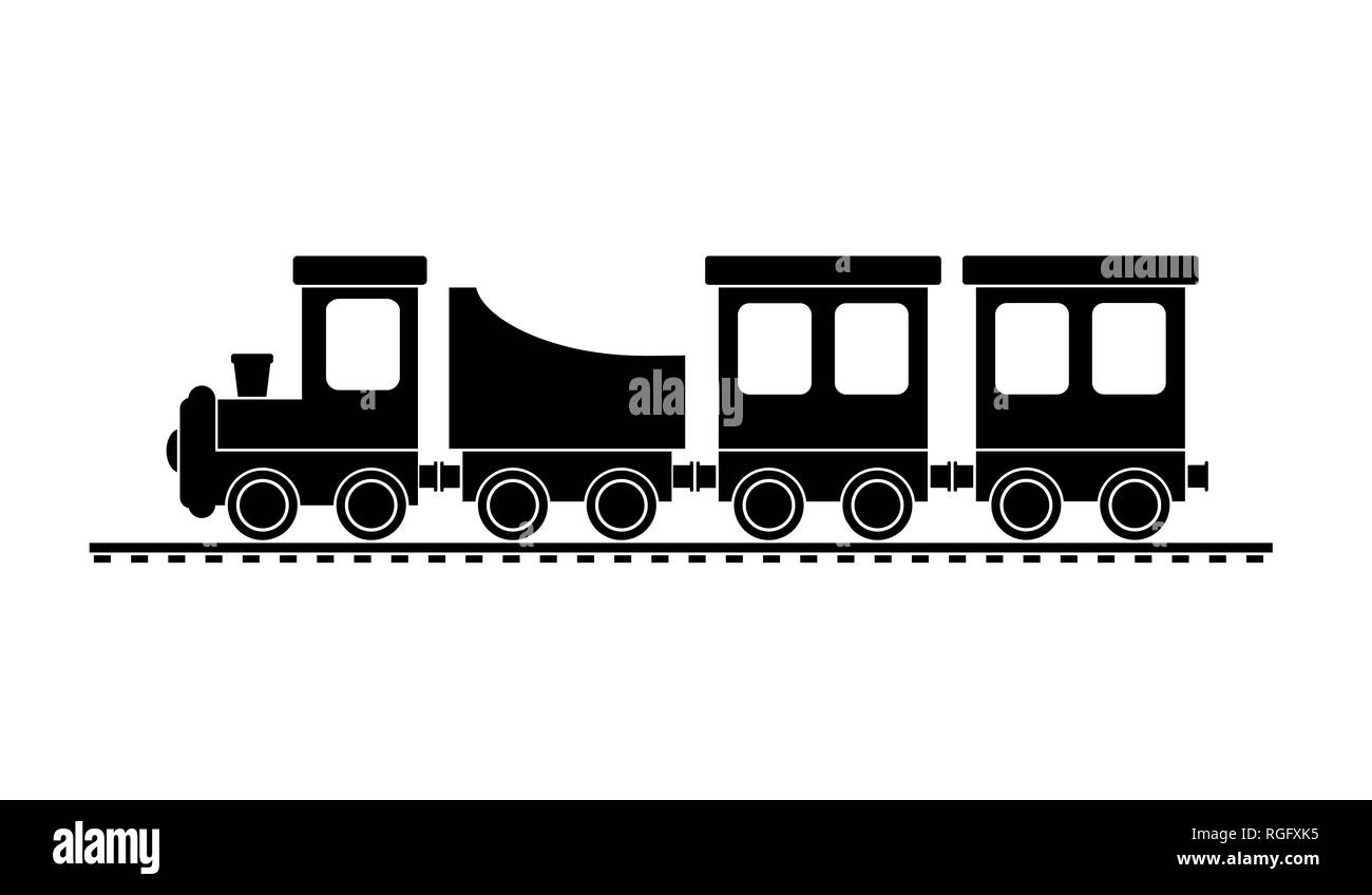 Simple drawing, train with locomotive and passenger cars Stock Vector