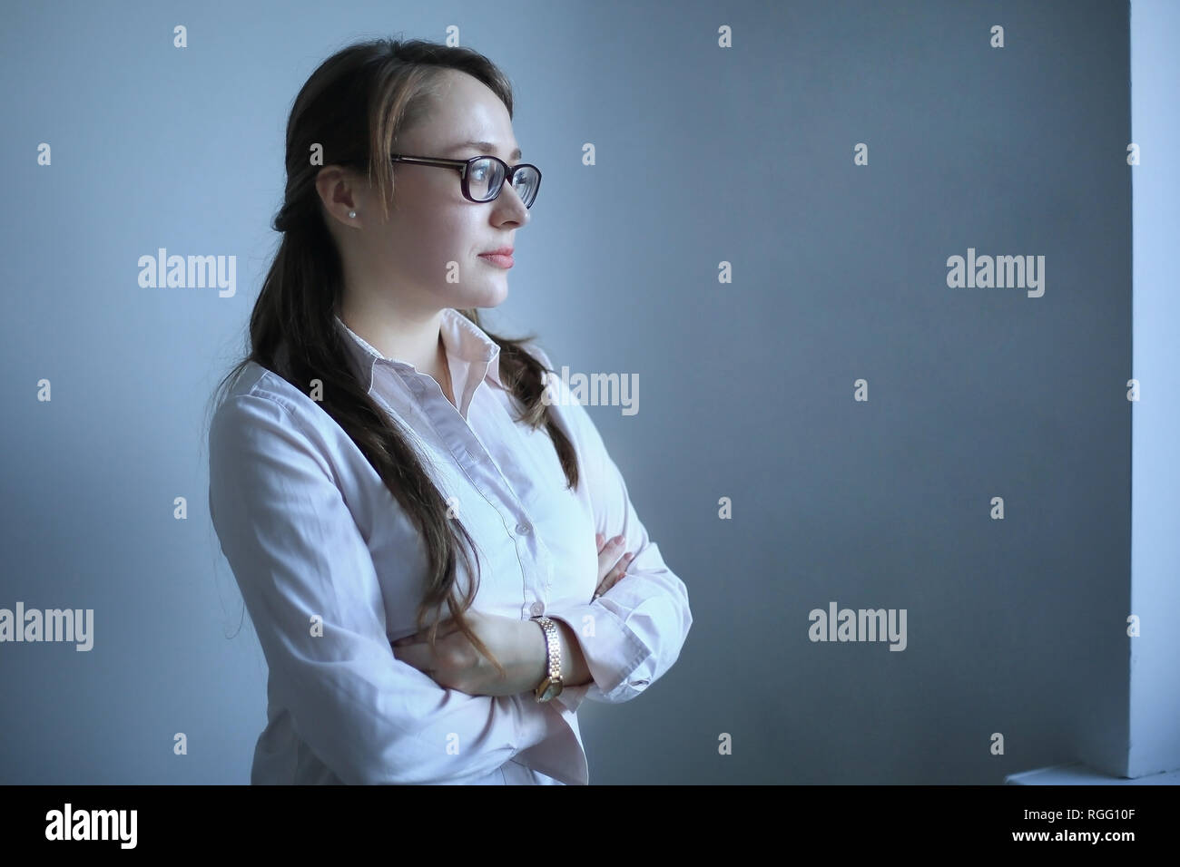 portrait of an Executive business woman on a gray background Stock ...