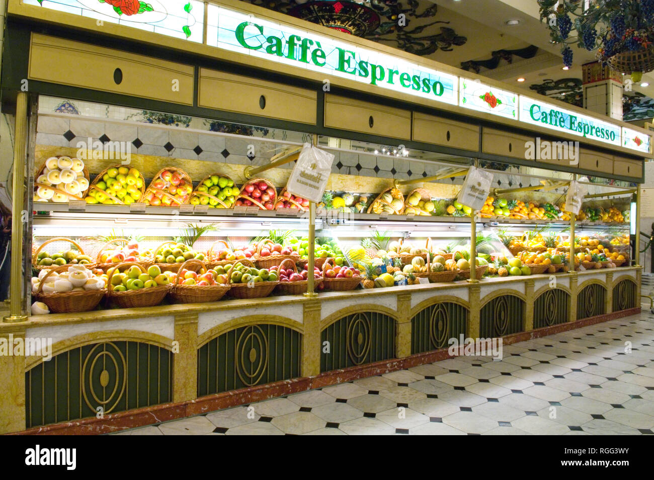 Fruit stand in Harrods London Stock Photo