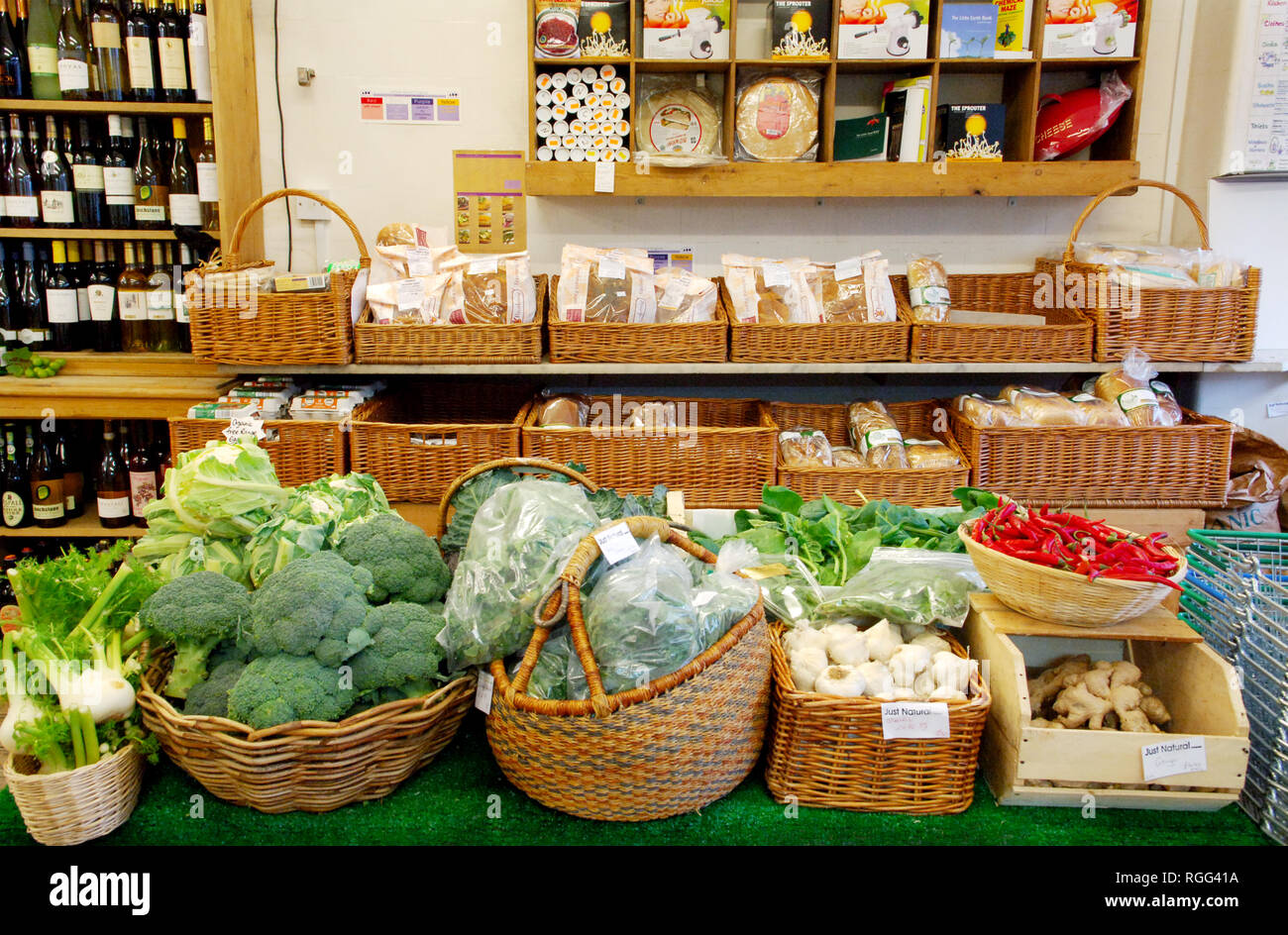 Organic food shop, London. Organic grocer. Stock Photo