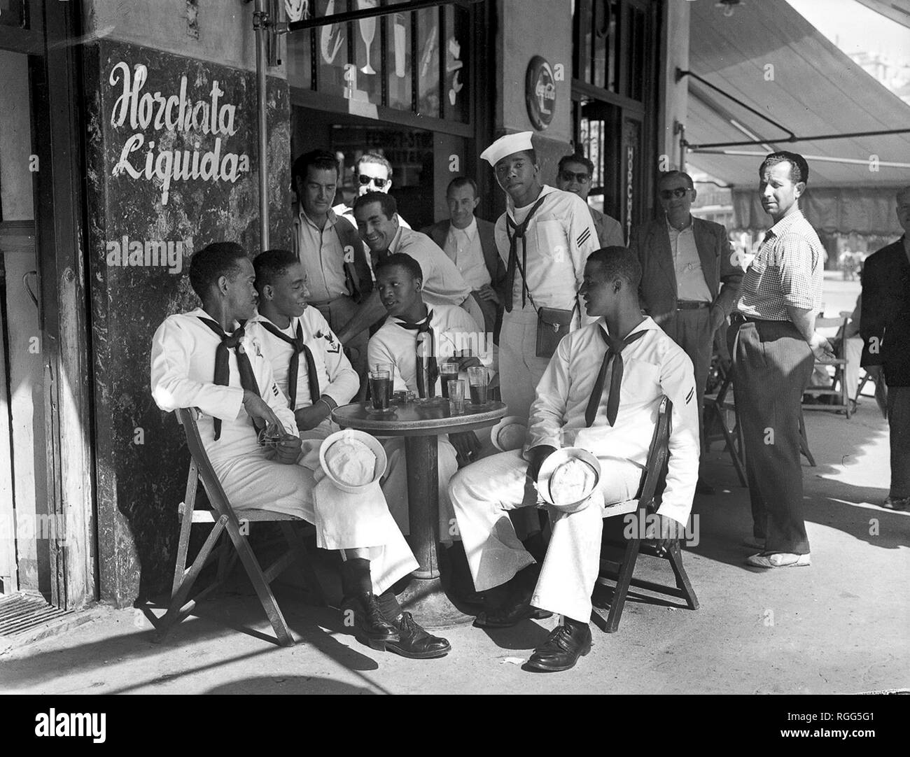 1950's US Navy sailors in Cadiz Spain Stock Photo