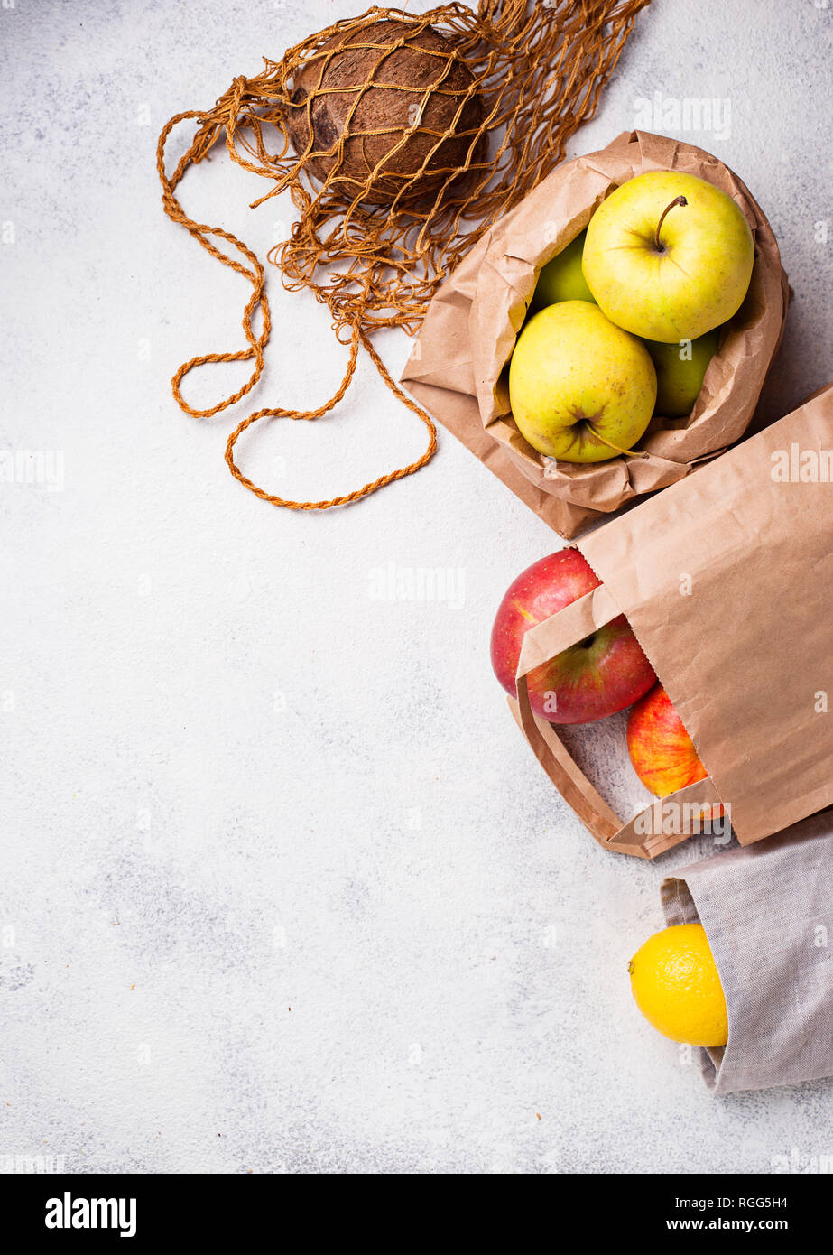 Ecofriendly packing. Paper and cotton bags Stock Photo Alamy