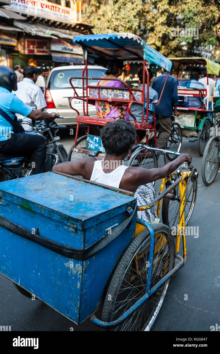 Tricycle and rickshaws, Old Delhi, India Stock Photo Alamy