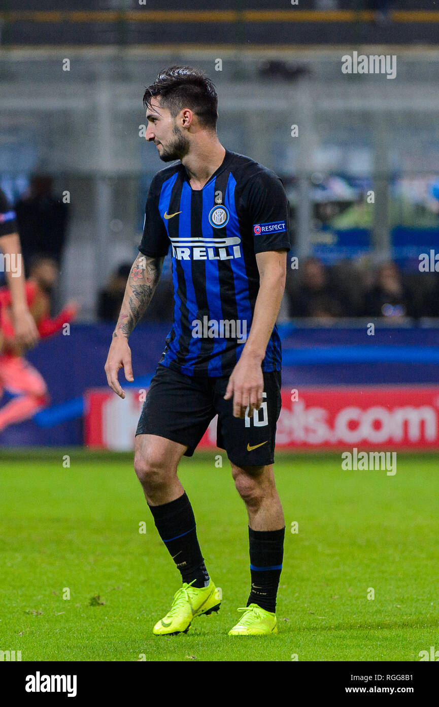 Milan - Nov 6, 2018: Matteo Politano 16. FC Internazionale - FC Barcelona. UEFA Champions League. Matchday 4. Giuseppe Meazza (San Siro) stadium. Stock Photo