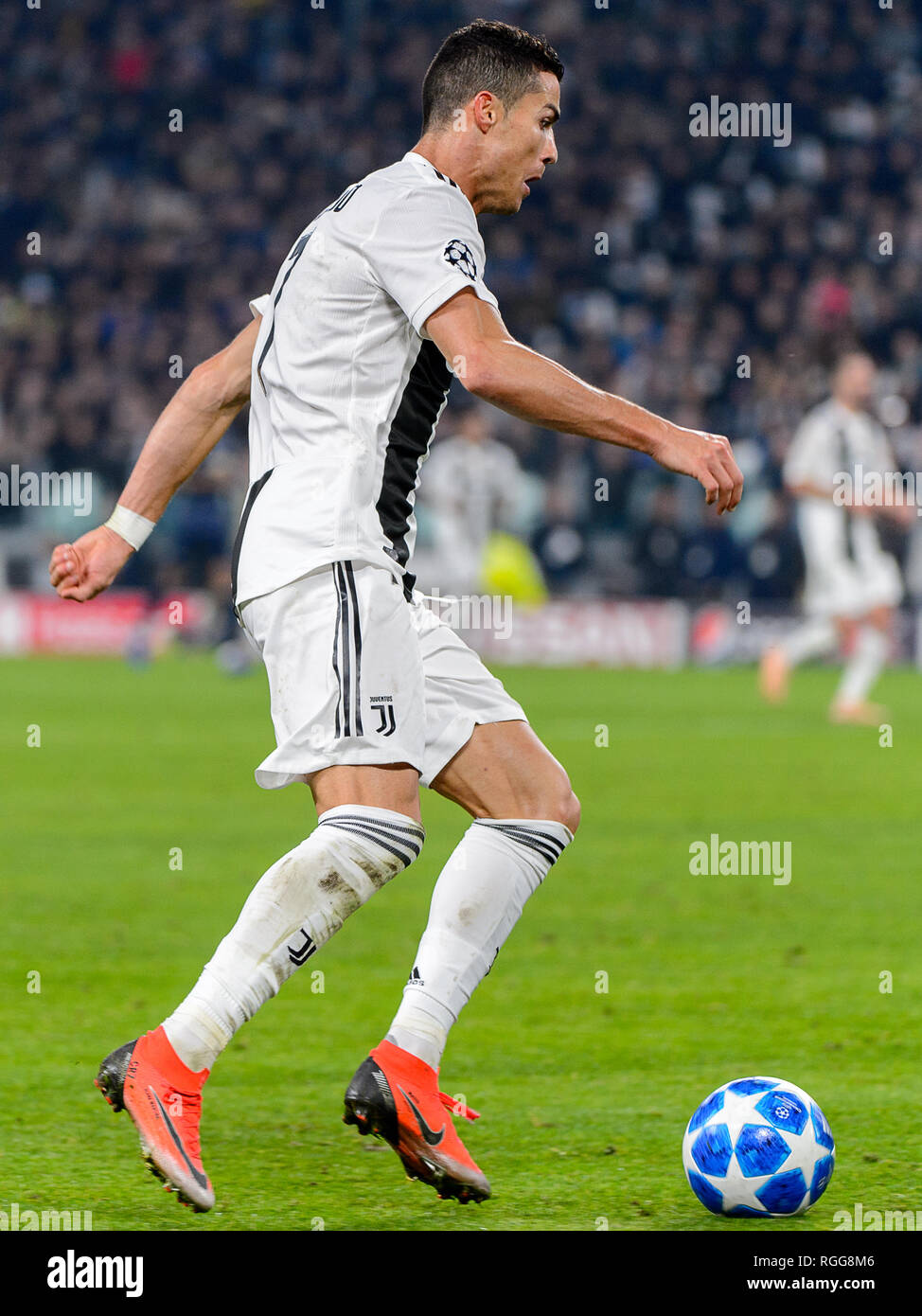 Turin - Nov 7, 2018: Cristiano Ronaldo 7 controls the ball on speed.  Juventus - Manchester United. UEFA Champions League. Matchday 4. Allianz  stadium Stock Photo - Alamy