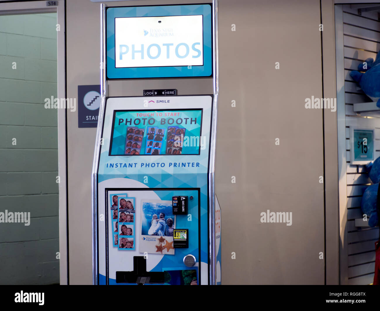 Photo booth at the texas state aquarium in corpus christi hires stock
