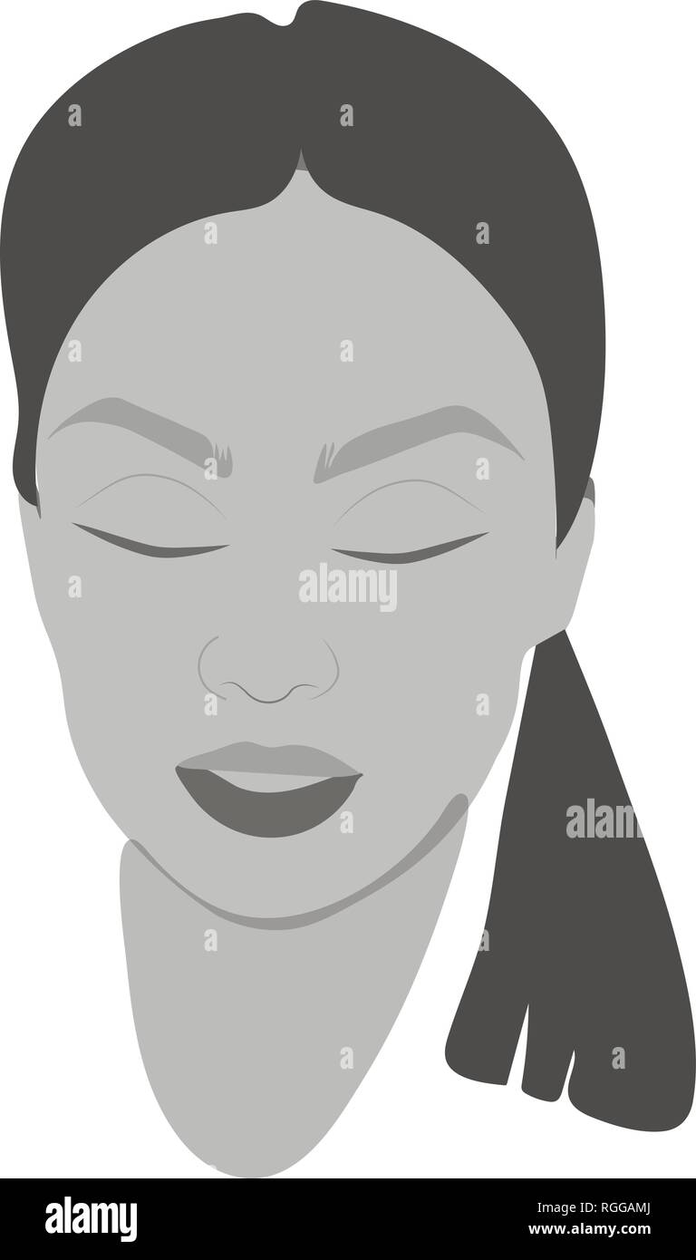Silhouette of woman head, face in full-face. Beautiful female face silhouette in profile. Stock Vector
