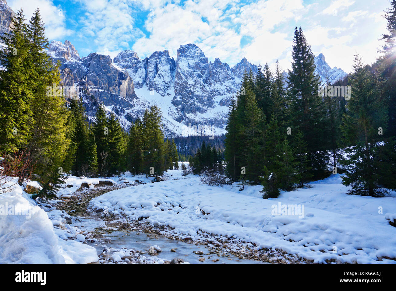 Snow mountain river in winter landscape Stock Photo - Alamy
