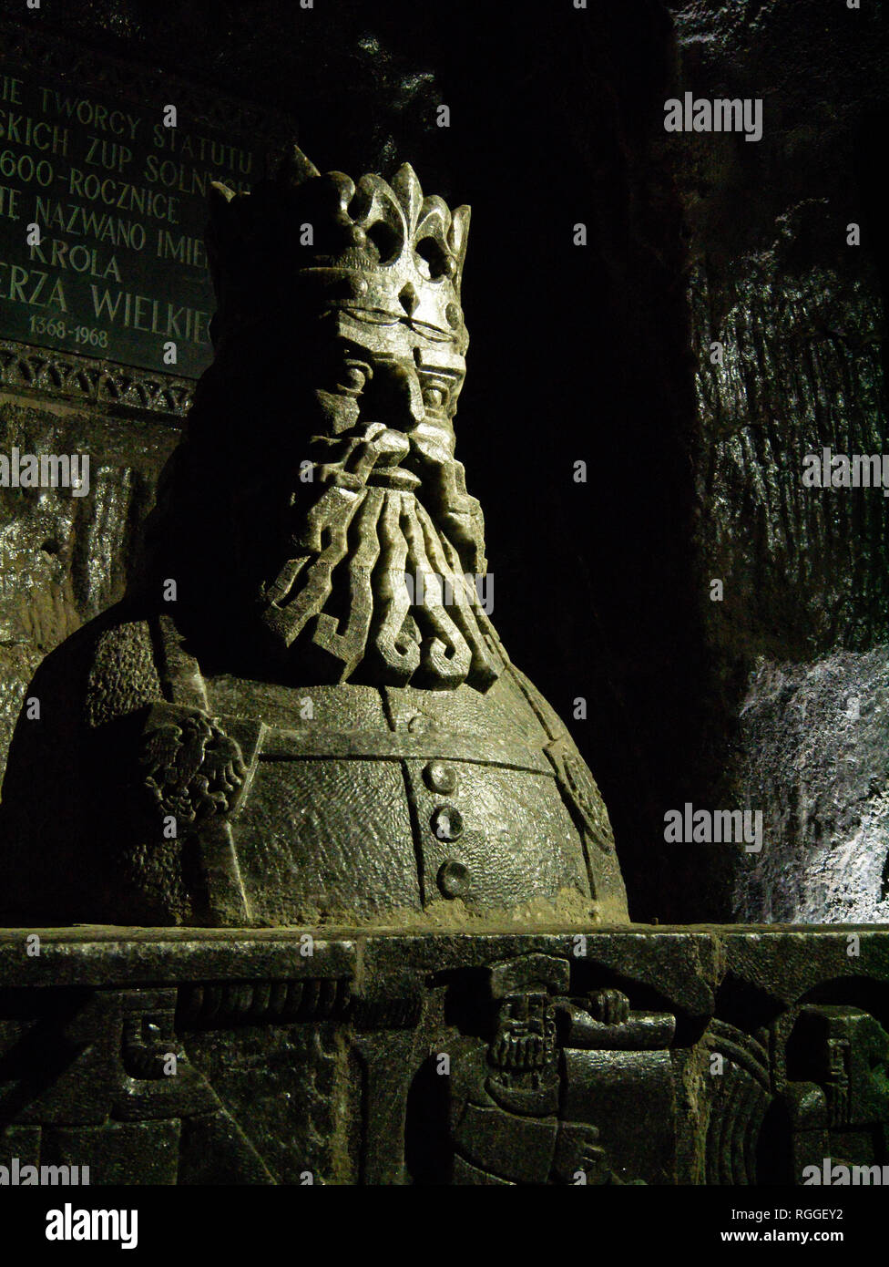 Statue of King Casimir III the Great, Wieliczka Salt Mine, Wieliczka, Poland Stock Photo